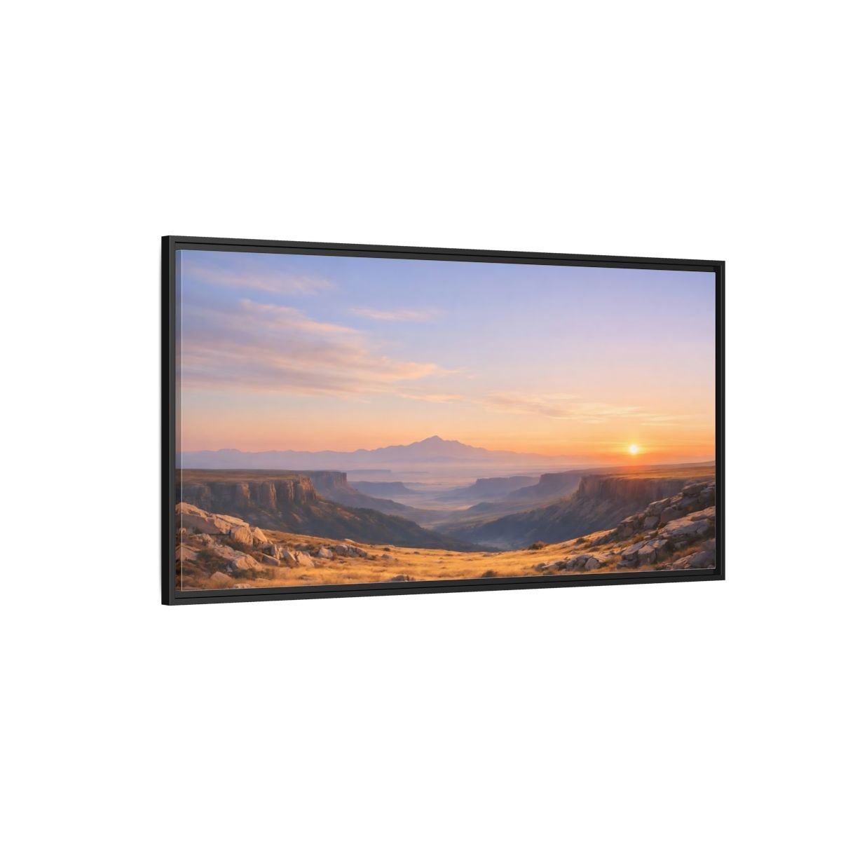 Landscape Nature Canyon Vista Orange Blue - Framed Canvas Wall Art Print - YesArtYes