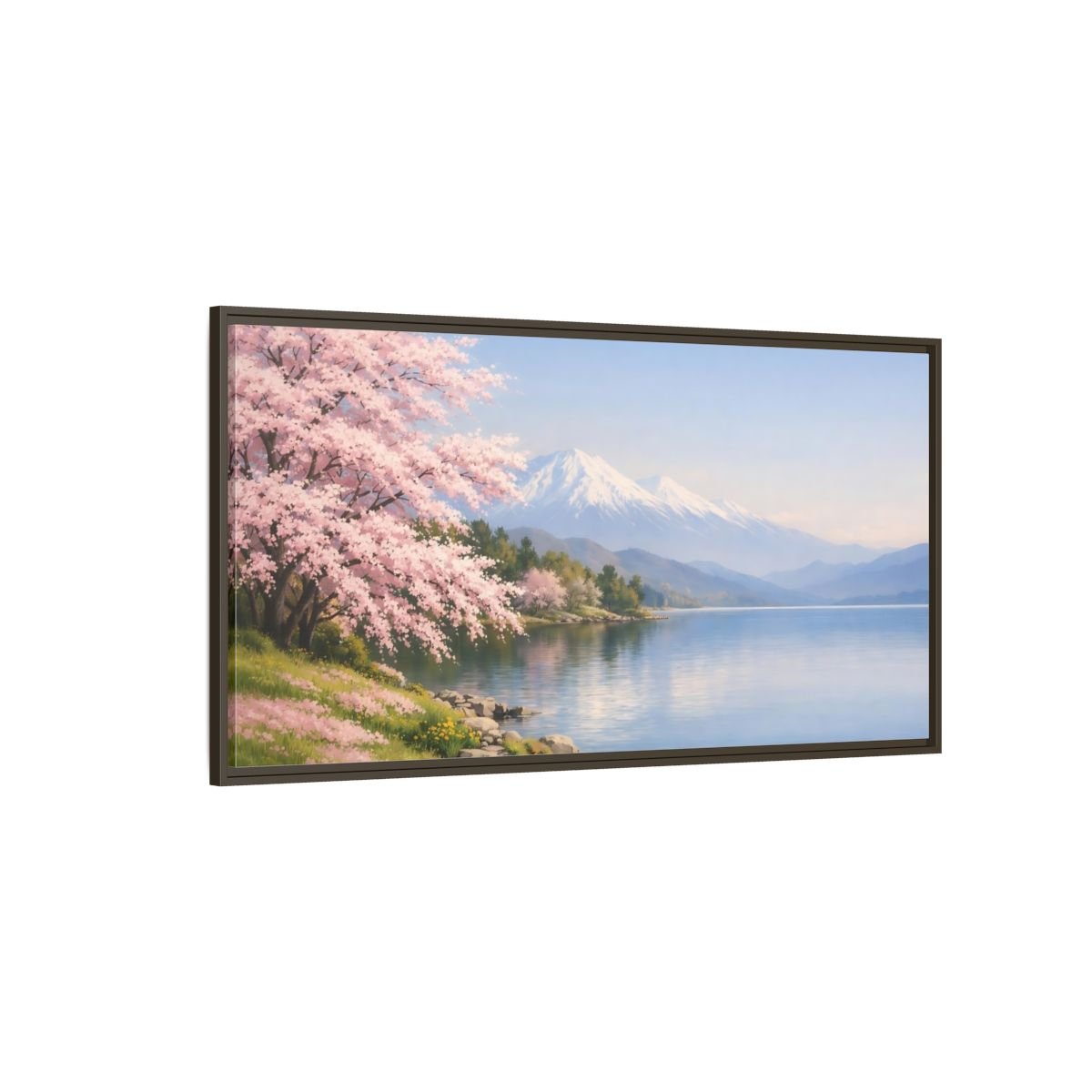 Landscape Nature Cherry Blossoms Pink - Framed Canvas Wall Art Print - YesArtYes