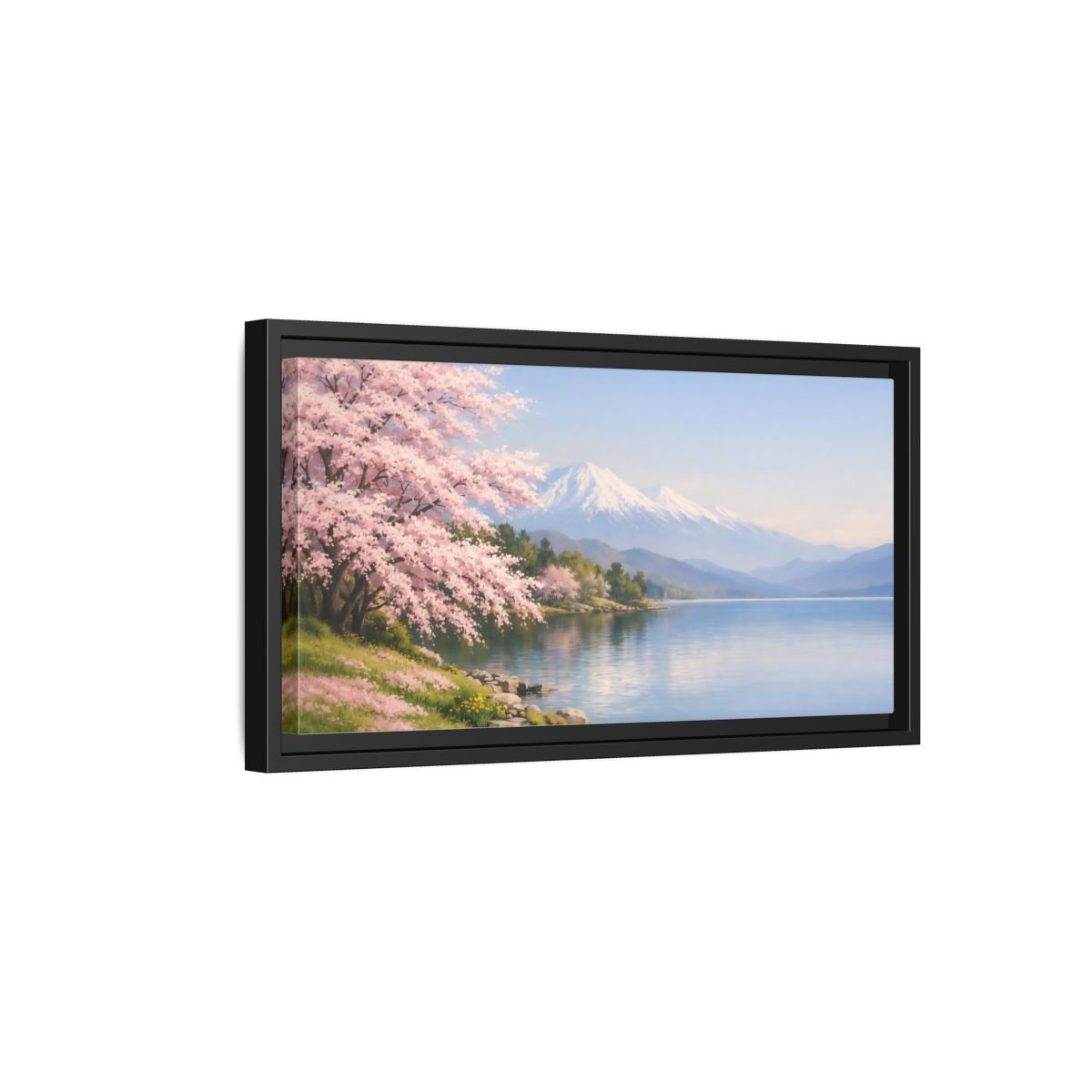 Landscape Nature Cherry Blossoms Pink - Framed Canvas Wall Art Print - YesArtYes