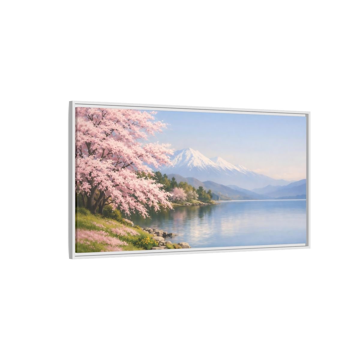 Landscape Nature Cherry Blossoms Pink - Framed Canvas Wall Art Print - YesArtYes