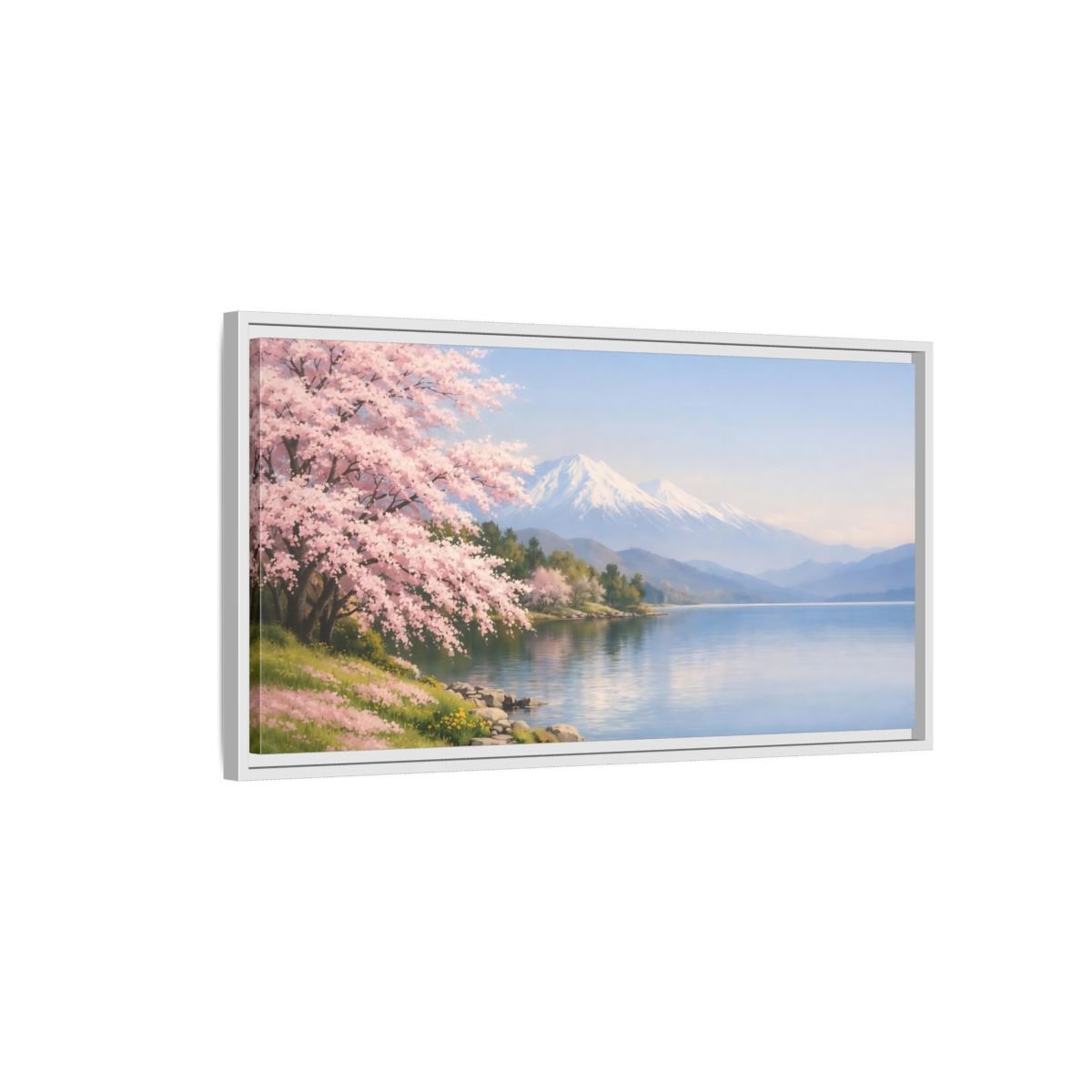 Landscape Nature Cherry Blossoms Pink - Framed Canvas Wall Art Print - YesArtYes