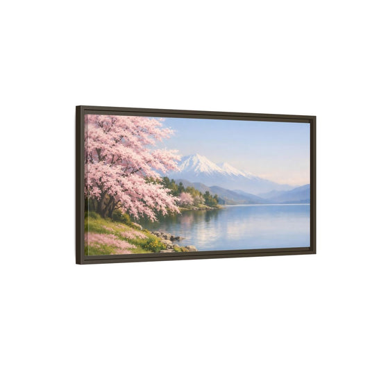 Landscape Nature Cherry Blossoms Pink - Framed Canvas Wall Art Print - YesArtYes