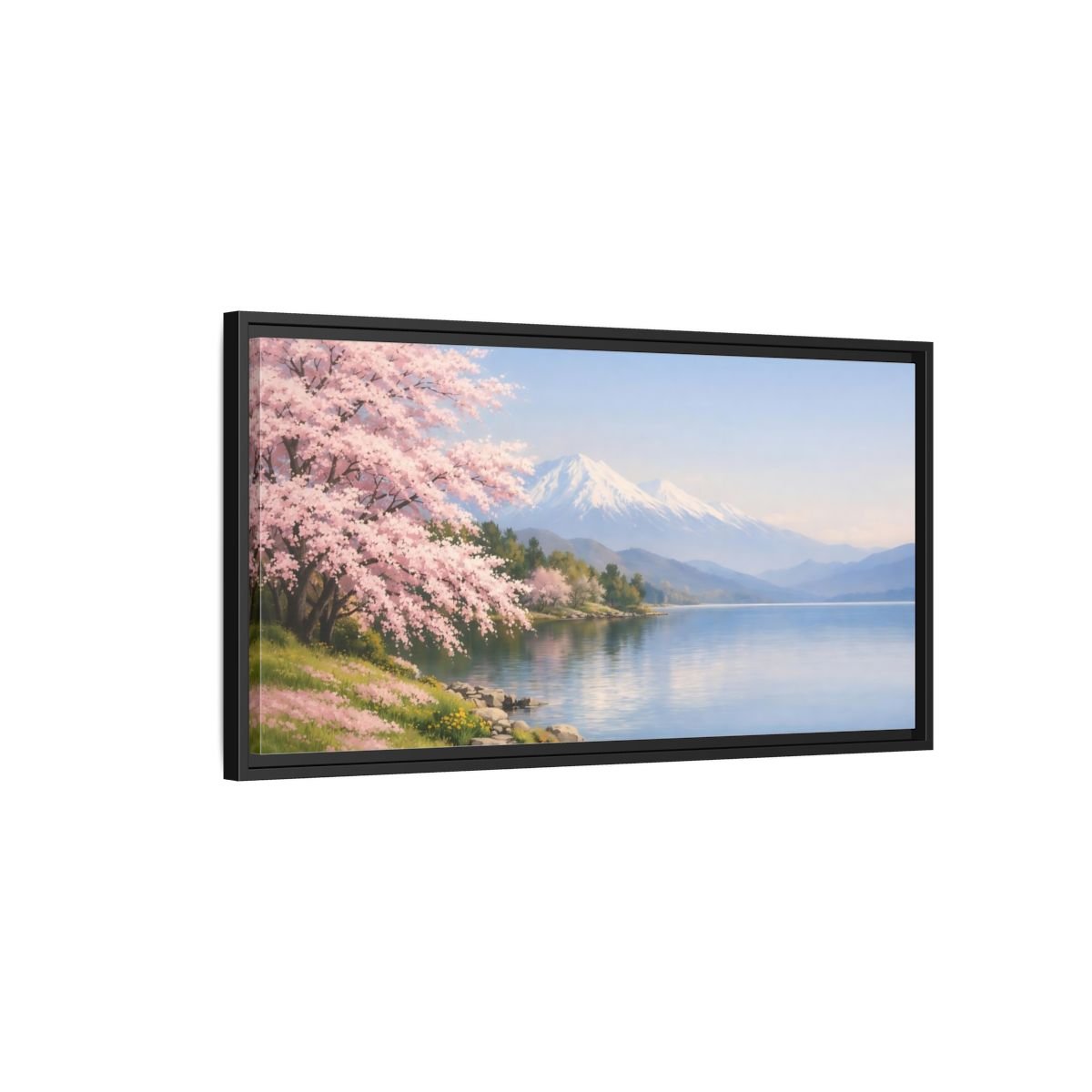 Landscape Nature Cherry Blossoms Pink - Framed Canvas Wall Art Print - YesArtYes