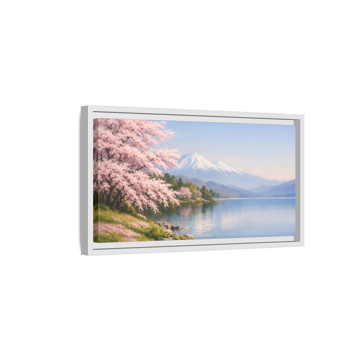 Landscape Nature Cherry Blossoms Pink - Framed Canvas Wall Art Print - YesArtYes