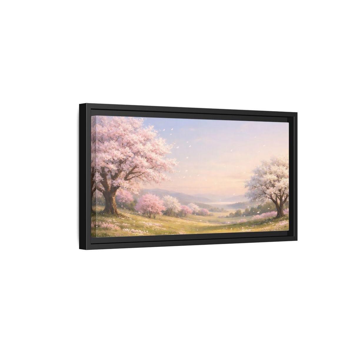 Landscape Nature Cherry Blossoms Pink - Framed Canvas Wall Art Print - YesArtYes