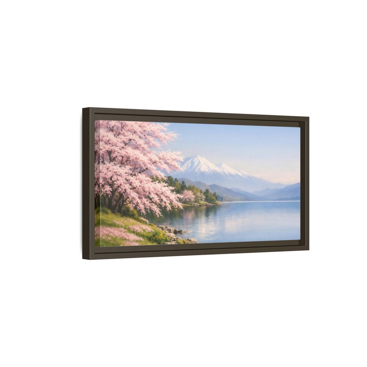 Landscape Nature Cherry Blossoms Pink - Framed Canvas Wall Art Print - YesArtYes