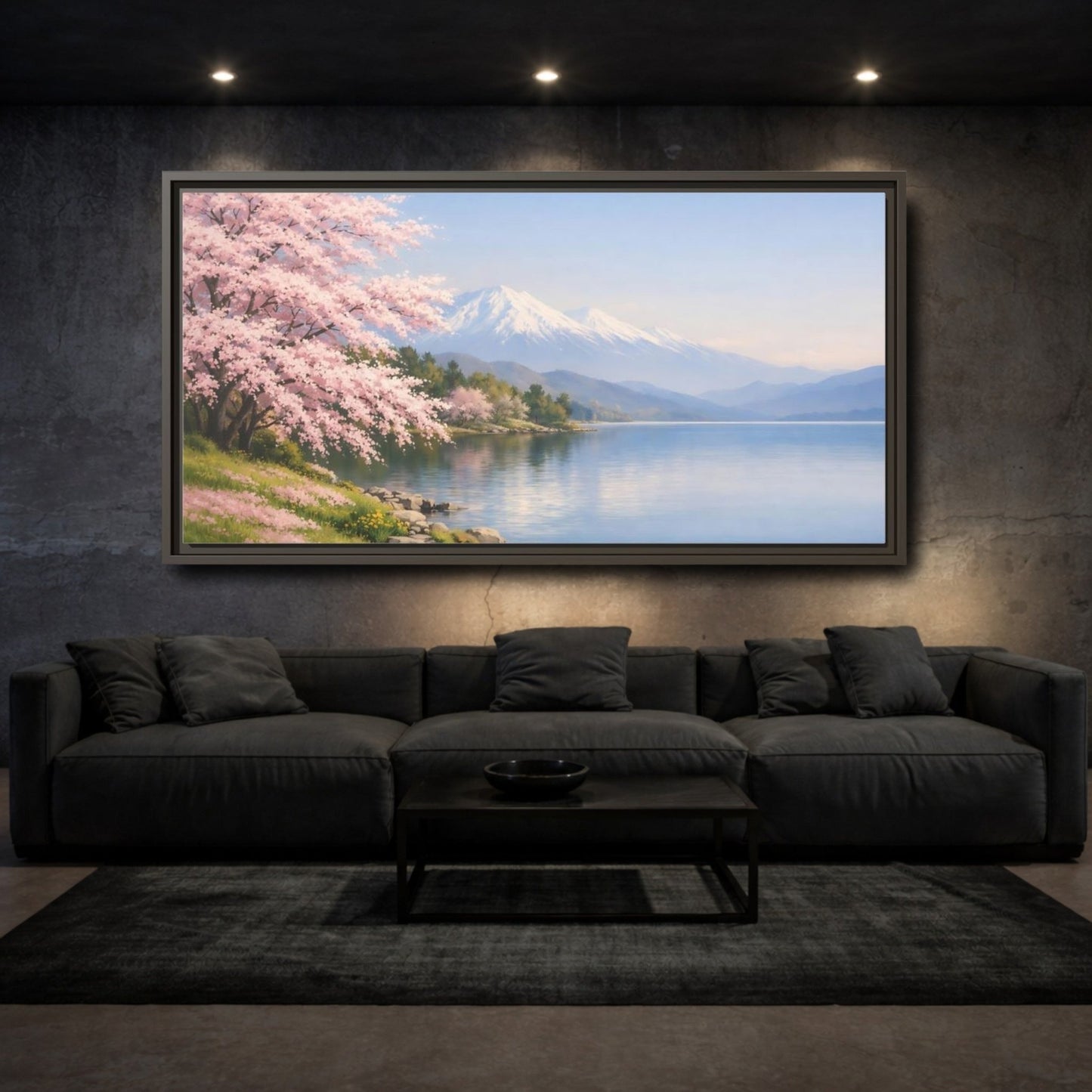 Landscape Nature Cherry Blossoms Pink - Framed Canvas Wall Art Print - YesArtYes