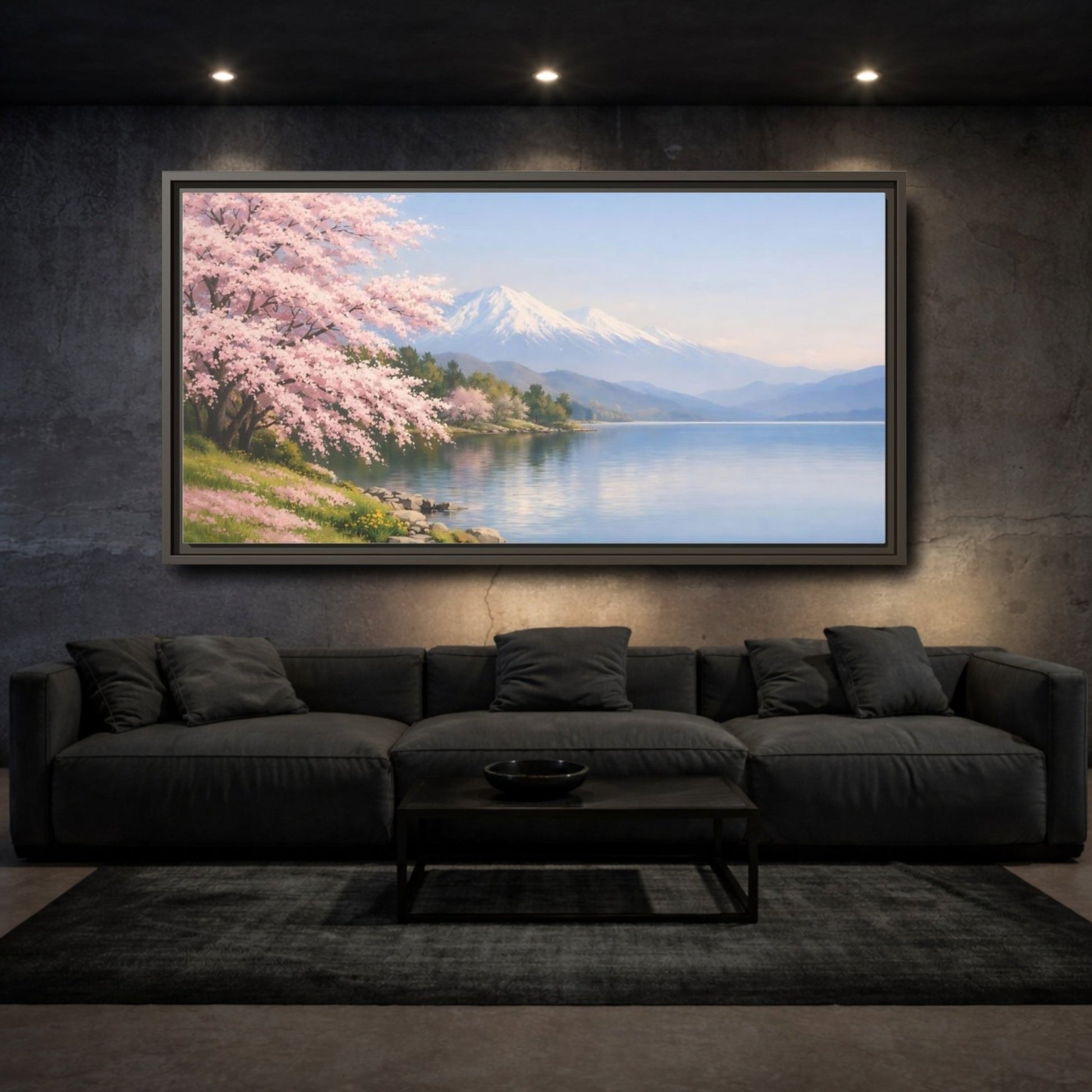 Landscape Nature Cherry Blossoms Pink - Framed Canvas Wall Art Print - YesArtYes