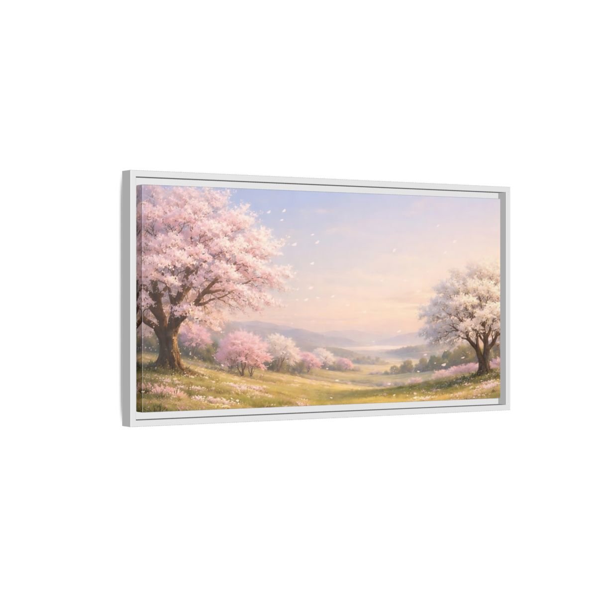 Landscape Nature Cherry Blossoms Pink - Framed Canvas Wall Art Print - YesArtYes