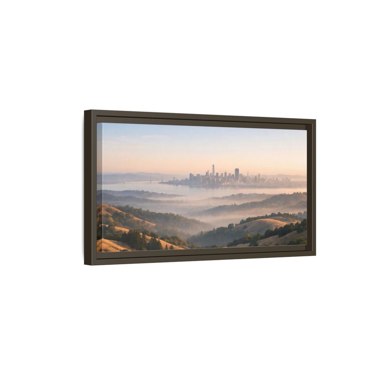 Landscape Nature City Skyline Misty View - Framed Canvas Wall Art Print - YesArtYes