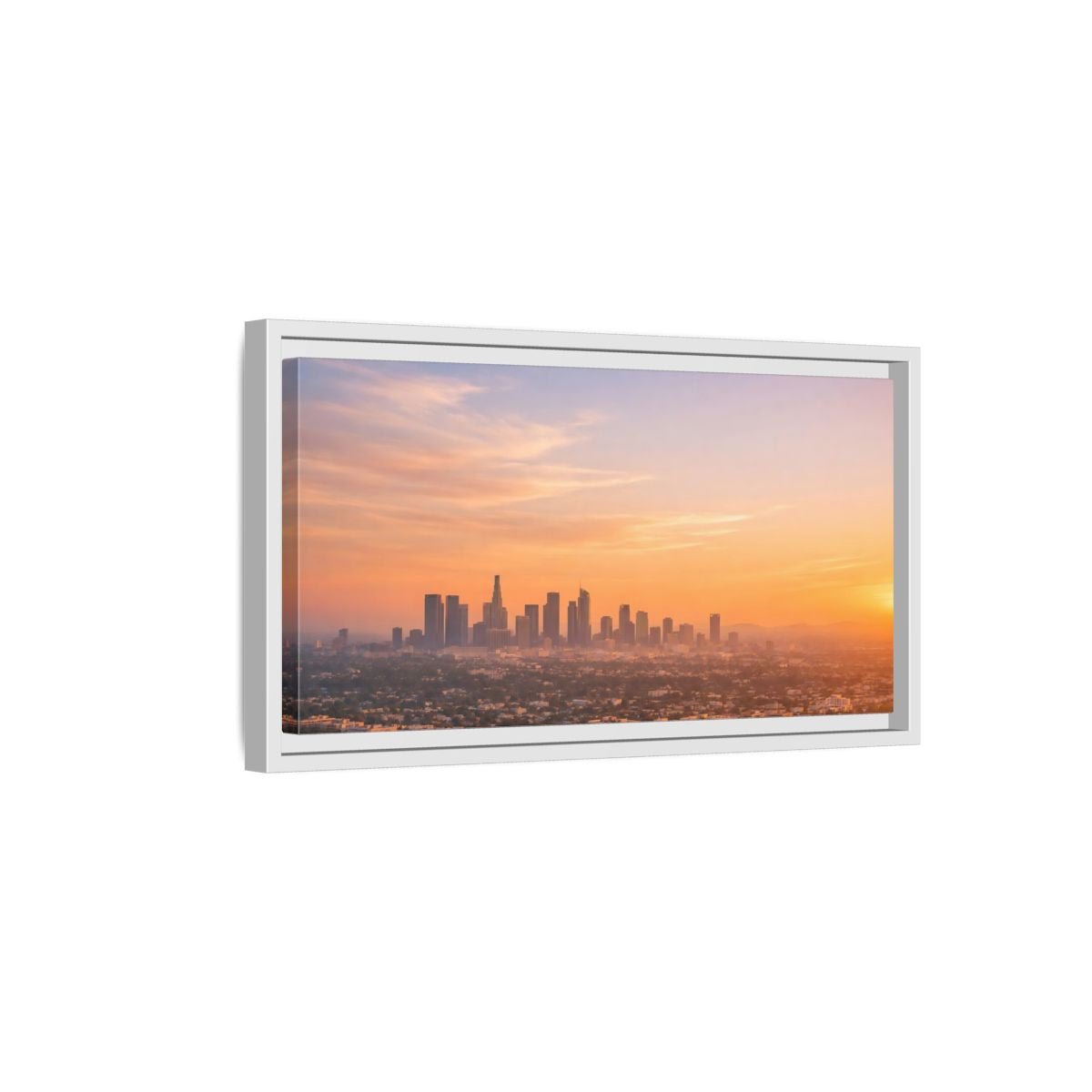 Landscape Nature City Skyline Orange And - Framed Canvas Wall Art Print - YesArtYes