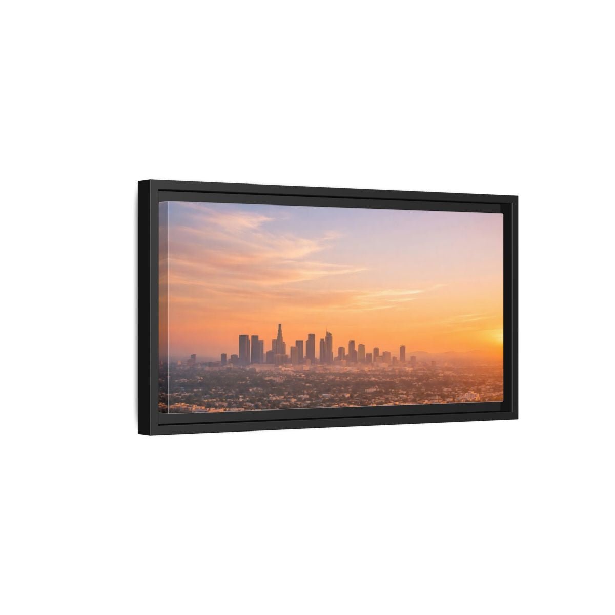Landscape Nature City Skyline Orange And - Framed Canvas Wall Art Print - YesArtYes