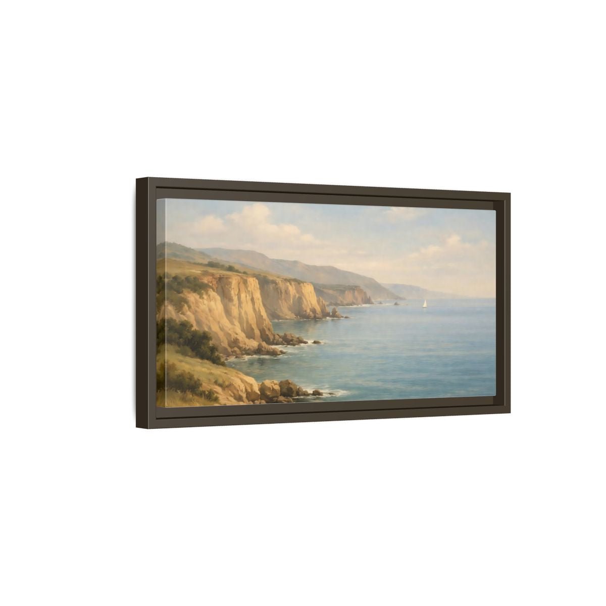 Landscape Nature Coastal Cliffs - Framed Canvas Wall Art Print - YesArtYes