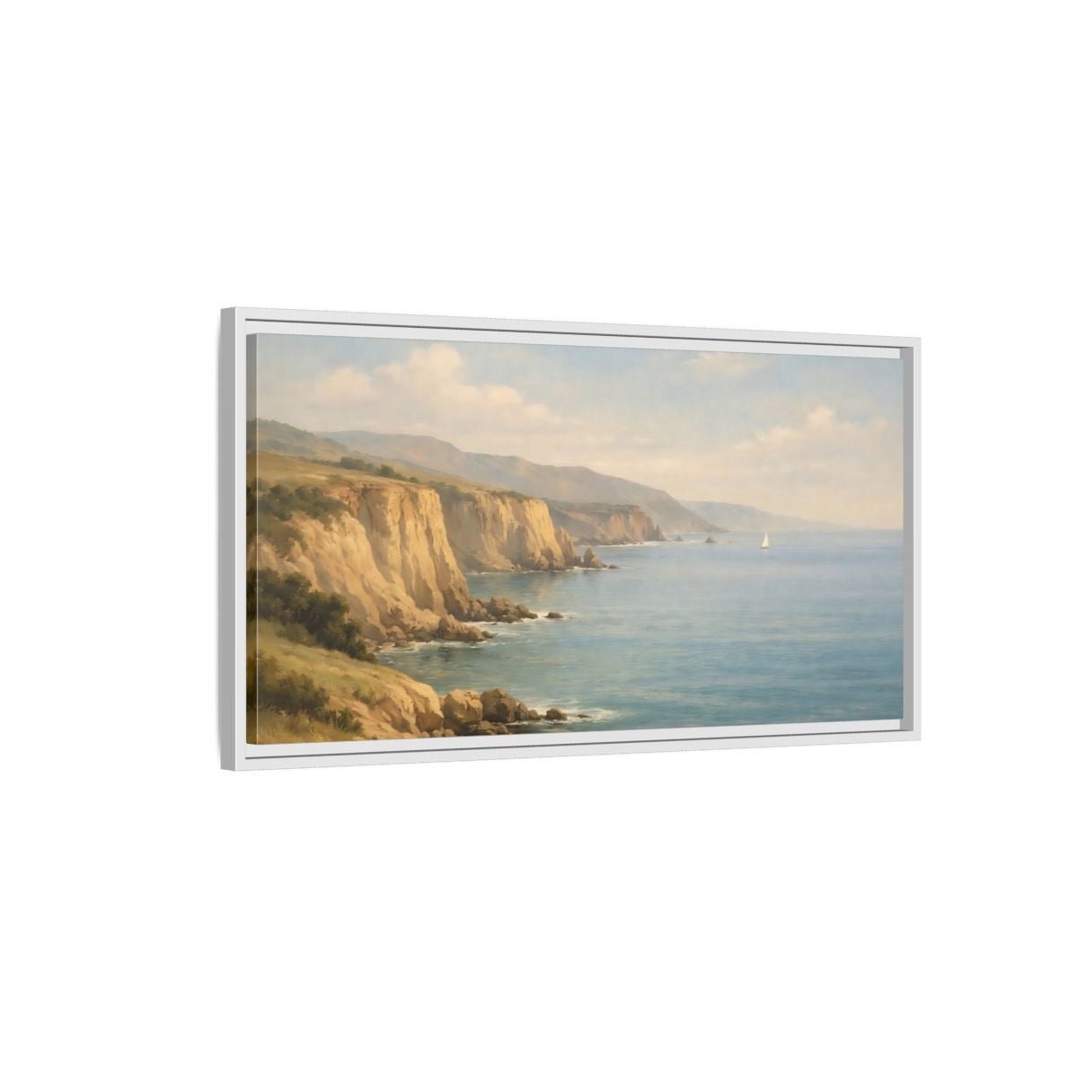 Landscape Nature Coastal Cliffs - Framed Canvas Wall Art Print - YesArtYes