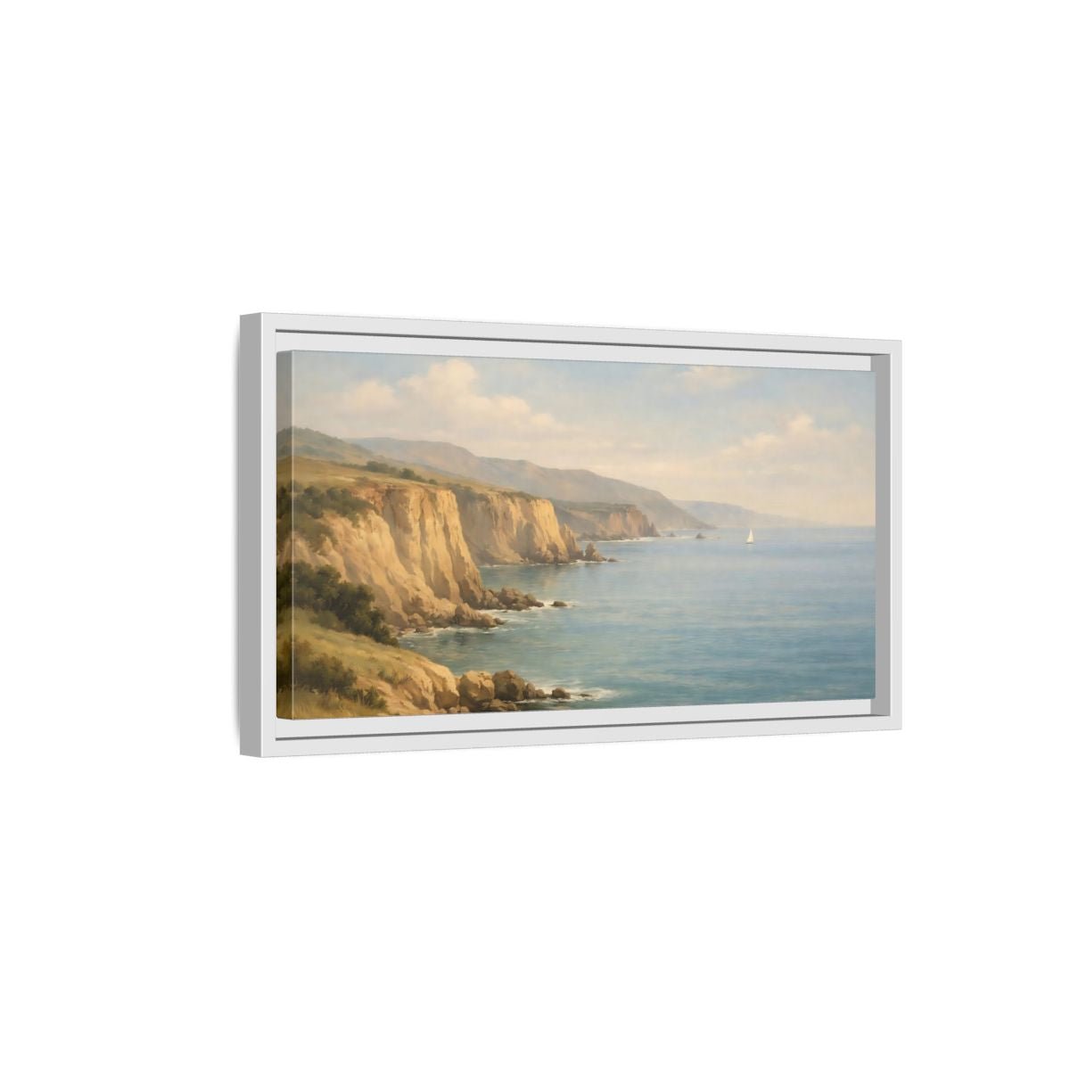 Landscape Nature Coastal Cliffs - Framed Canvas Wall Art Print - YesArtYes