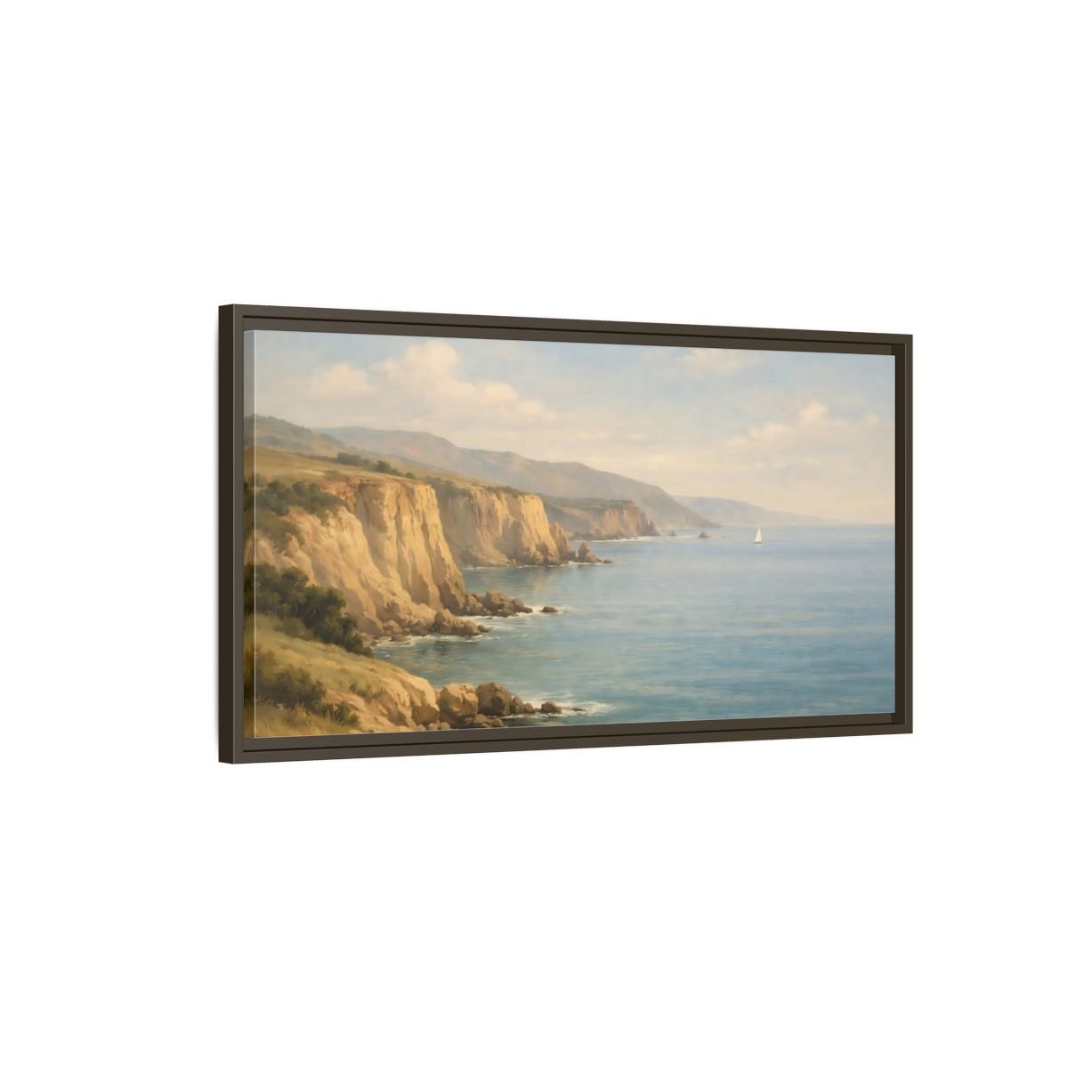 Landscape Nature Coastal Cliffs - Framed Canvas Wall Art Print - YesArtYes