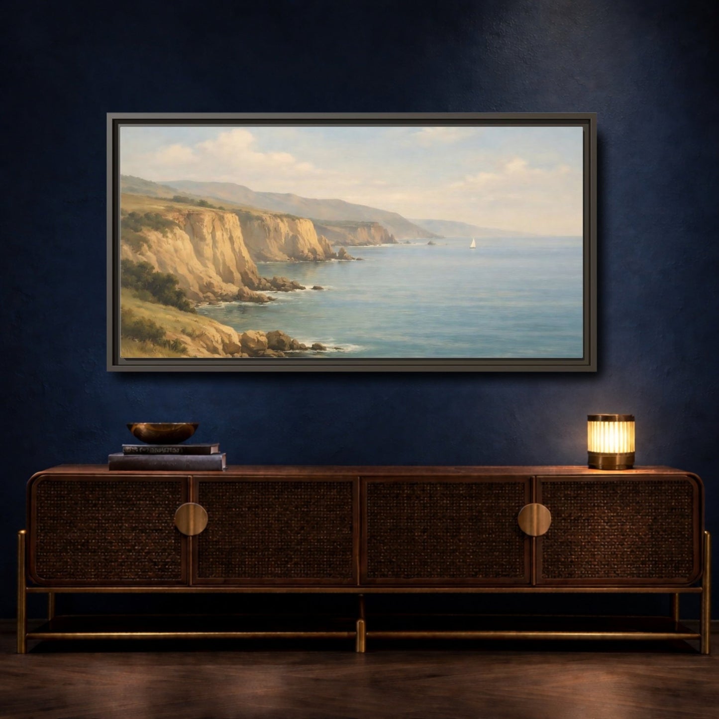 Landscape Nature Coastal Cliffs - Framed Canvas Wall Art Print - YesArtYes
