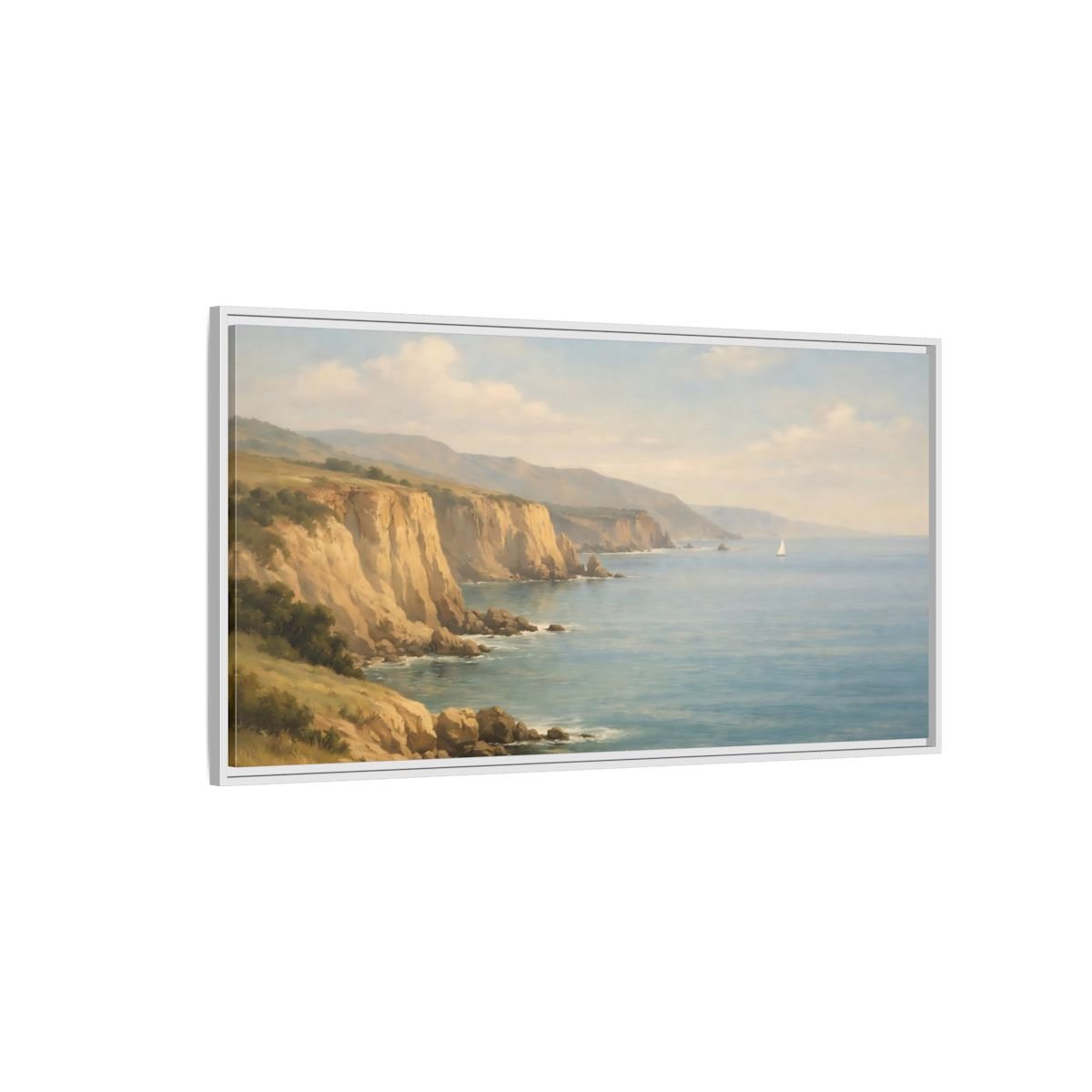 Landscape Nature Coastal Cliffs - Framed Canvas Wall Art Print - YesArtYes