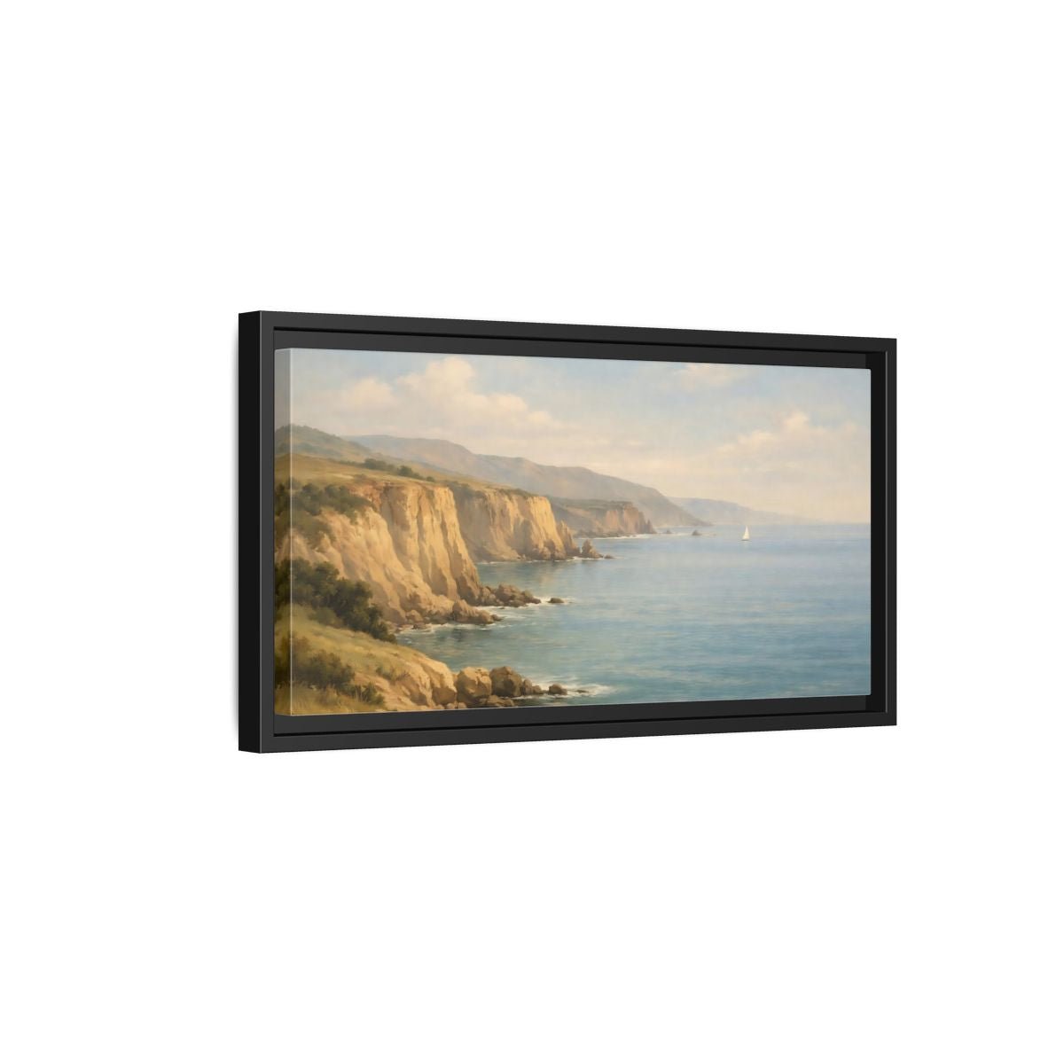 Landscape Nature Coastal Cliffs - Framed Canvas Wall Art Print - YesArtYes