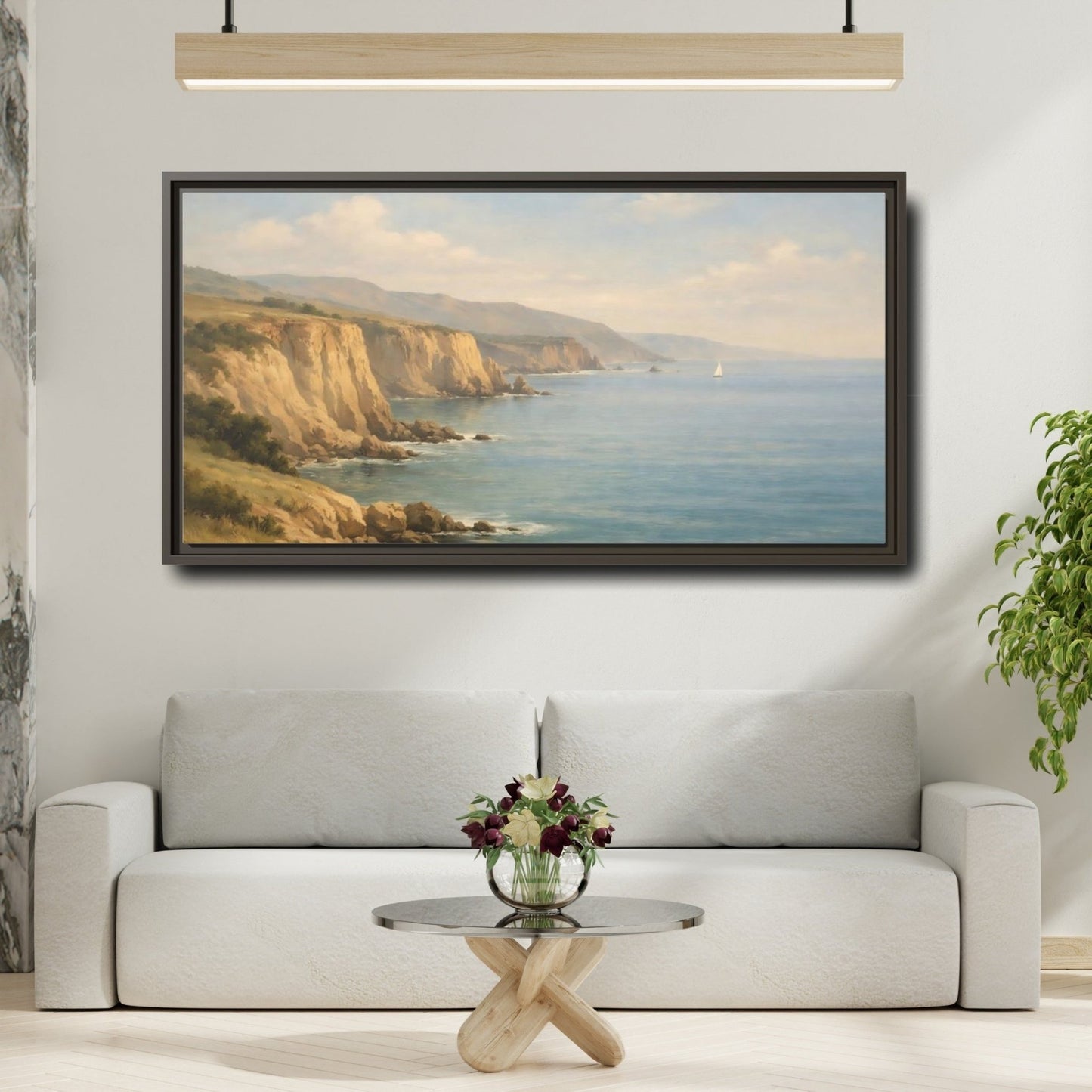 Landscape Nature Coastal Cliffs - Framed Canvas Wall Art Print - YesArtYes