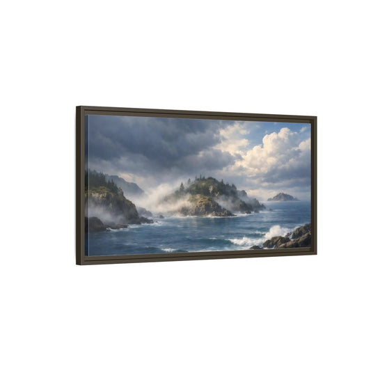 Landscape Nature Coastal Misty Scene - Framed Canvas Wall Art Print - YesArtYes
