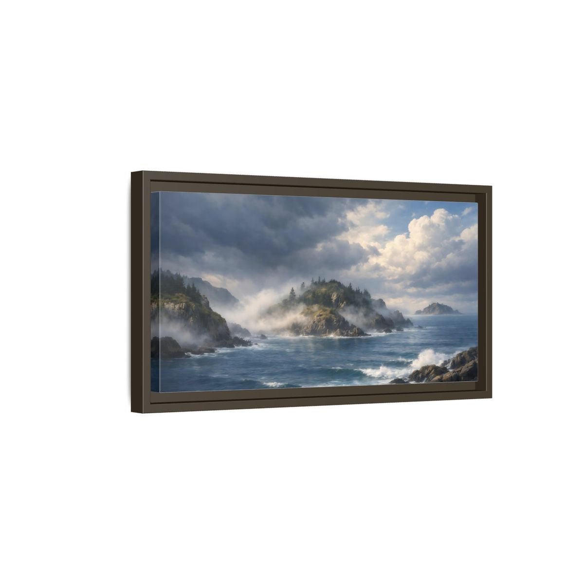 Landscape Nature Coastal Misty Scene - Framed Canvas Wall Art Print - YesArtYes