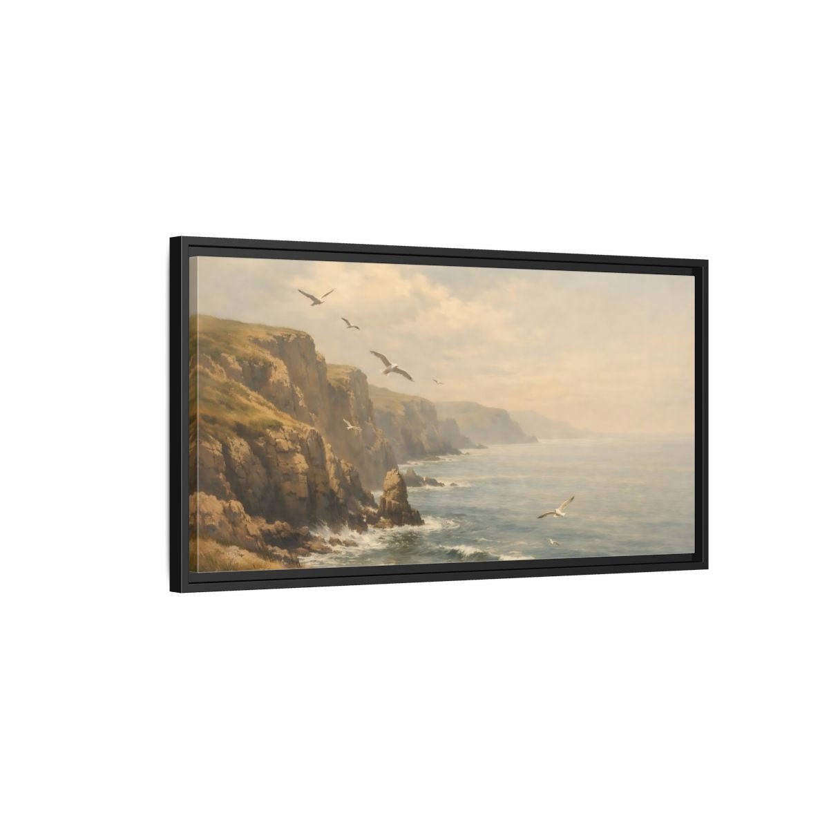 Landscape Nature Coastal Misty Scene - Framed Canvas Wall Art Print - YesArtYes