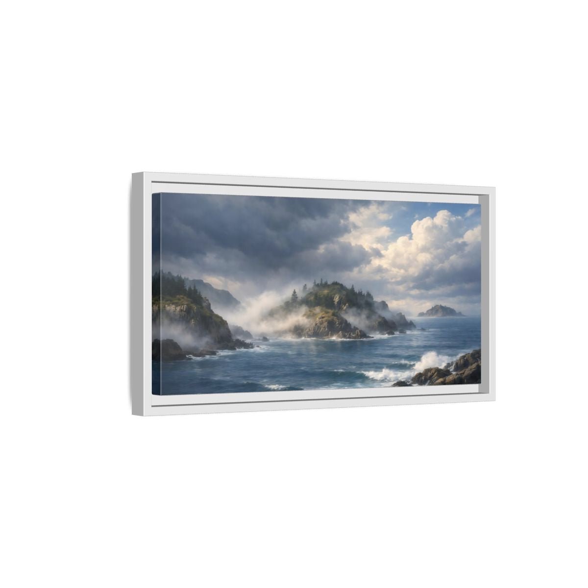 Landscape Nature Coastal Misty Scene - Framed Canvas Wall Art Print - YesArtYes