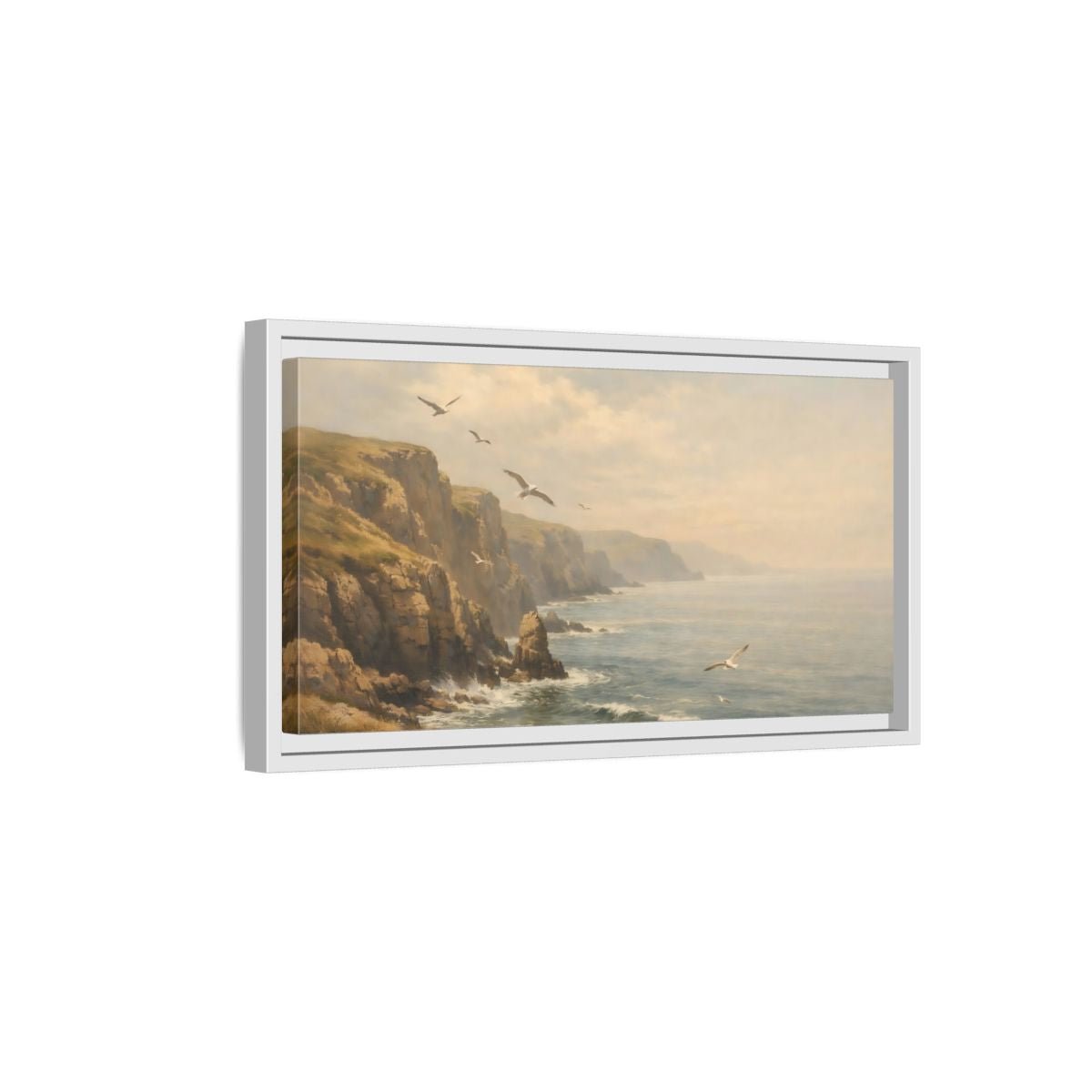 Landscape Nature Coastal Misty Scene - Framed Canvas Wall Art Print - YesArtYes