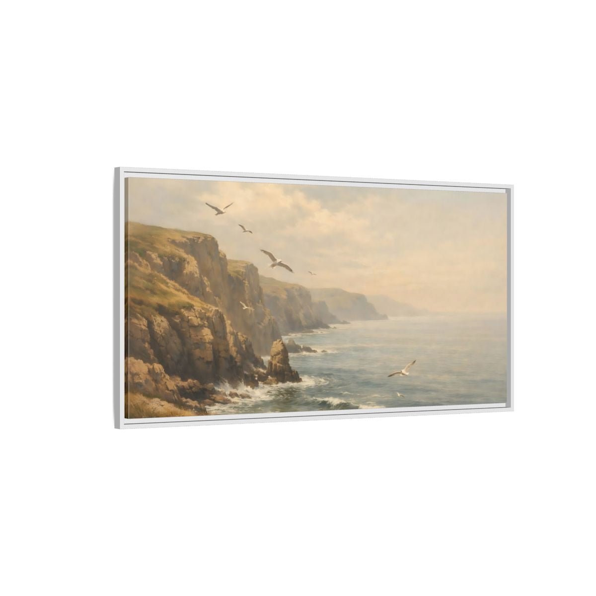 Landscape Nature Coastal Misty Scene - Framed Canvas Wall Art Print - YesArtYes