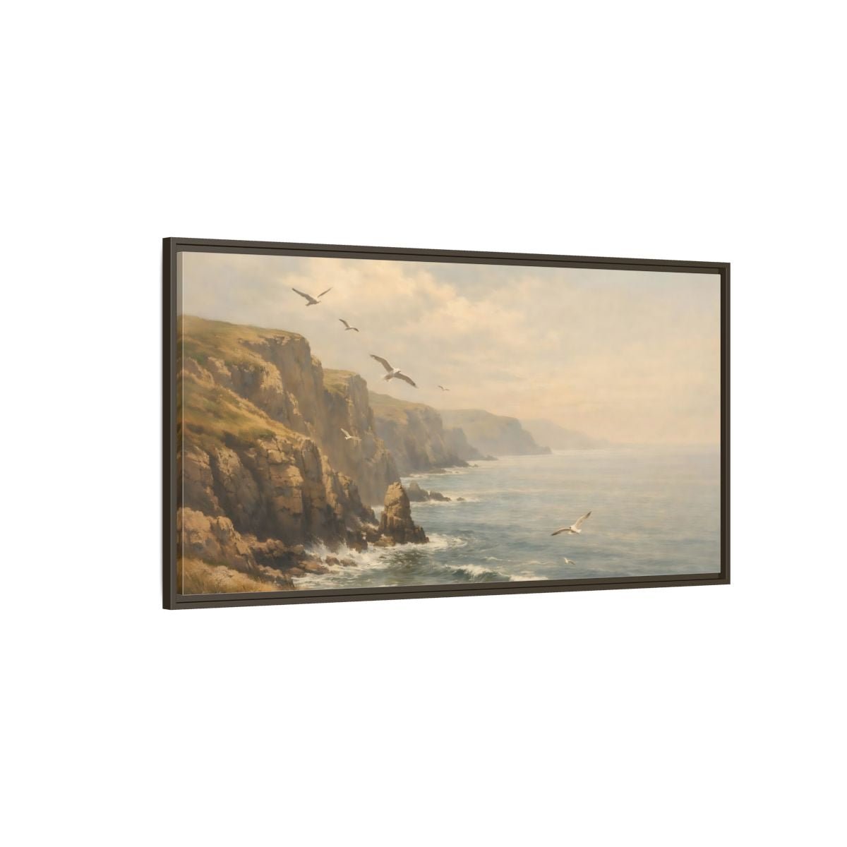 Landscape Nature Coastal Misty Scene - Framed Canvas Wall Art Print - YesArtYes