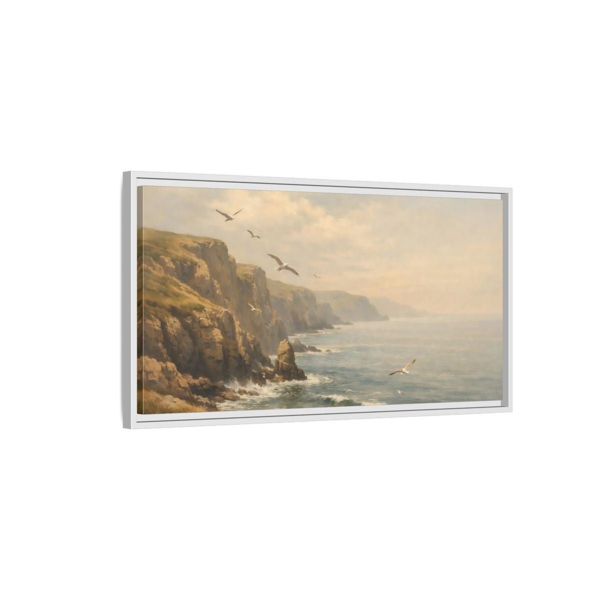 Landscape Nature Coastal Misty Scene - Framed Canvas Wall Art Print - YesArtYes