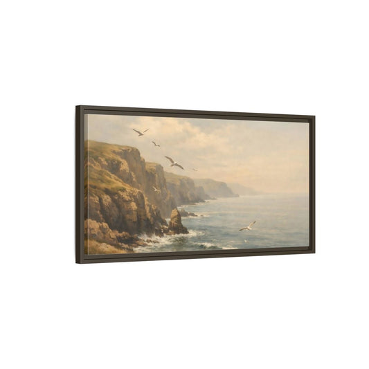 Landscape Nature Coastal Misty Scene - Framed Canvas Wall Art Print - YesArtYes