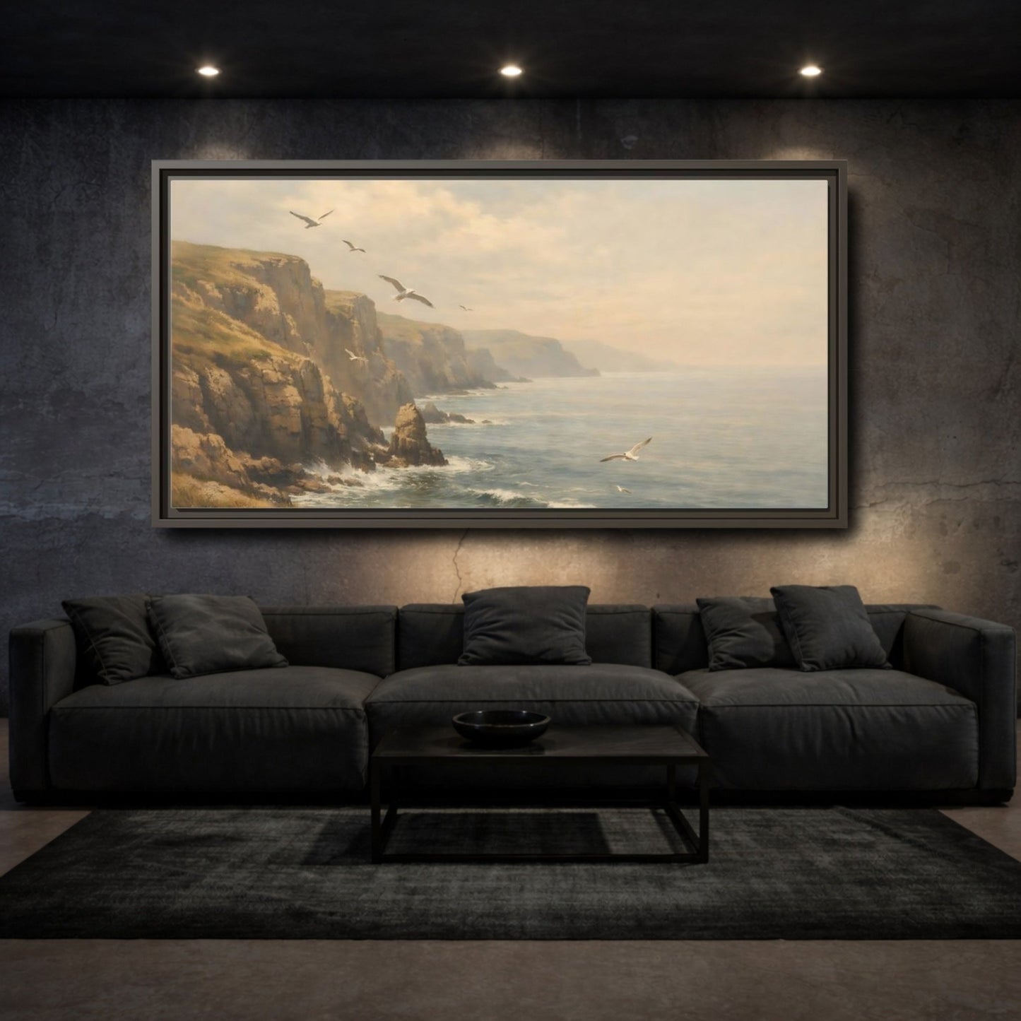 Landscape Nature Coastal Misty Scene - Framed Canvas Wall Art Print - YesArtYes