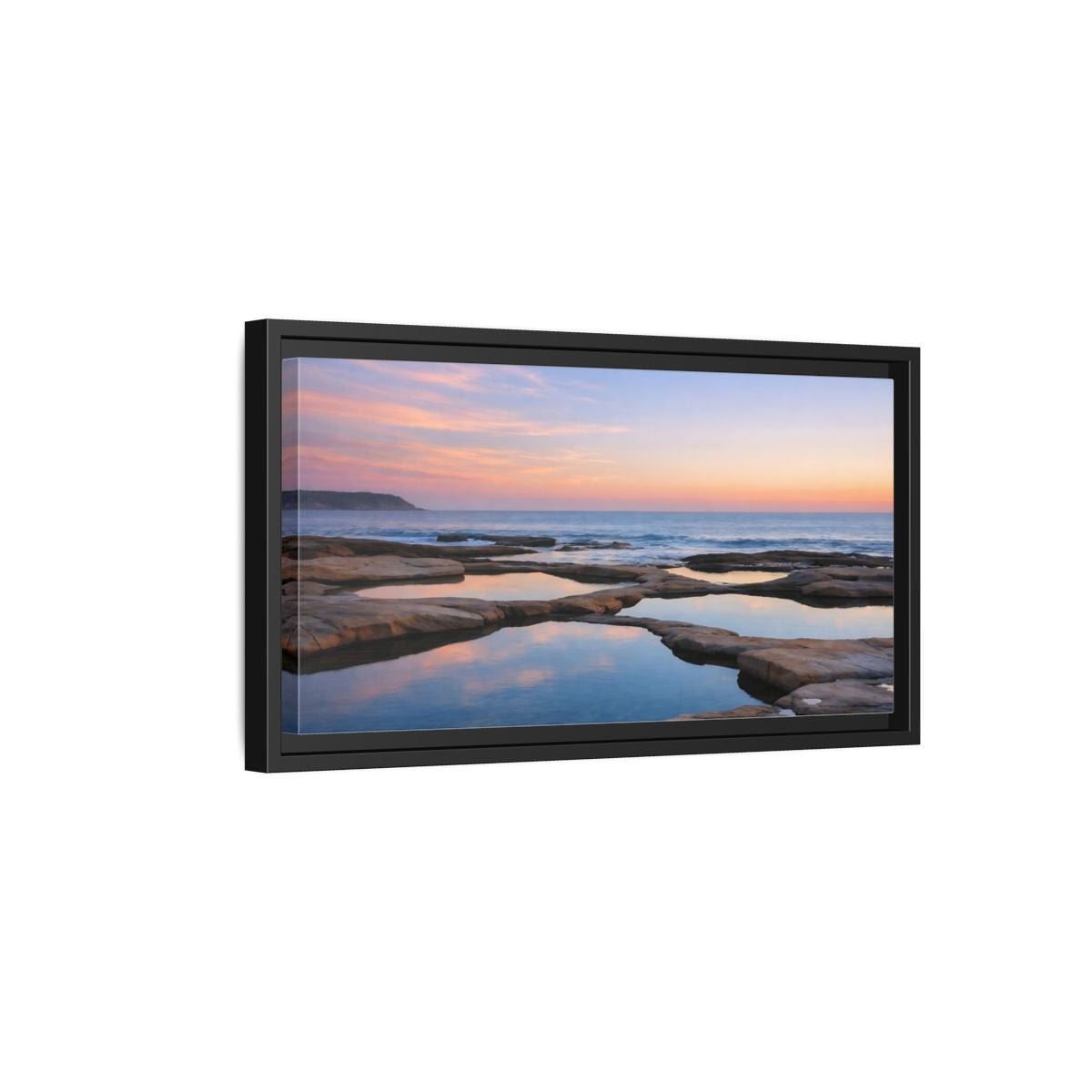 Landscape Nature Coastal Ocean Sunset - Framed Canvas Wall Art Print - YesArtYes