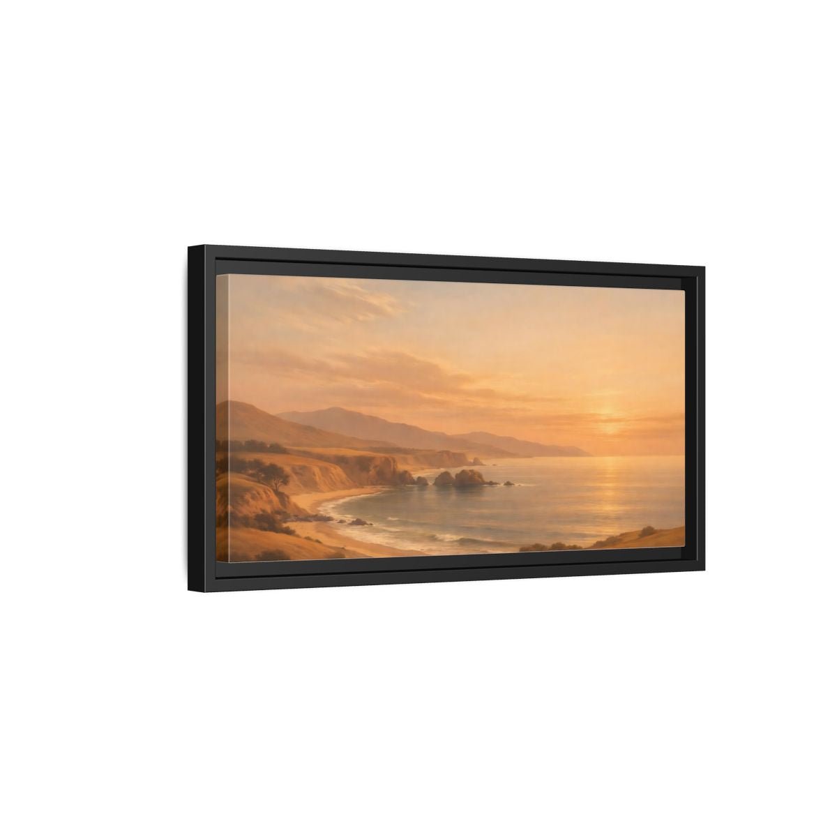 Landscape Nature Coastal Warm Sunset - Framed Canvas Wall Art Print - YesArtYes