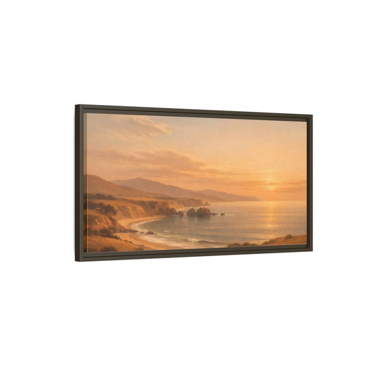 Landscape Nature Coastal Warm Sunset - Framed Canvas Wall Art Print - YesArtYes