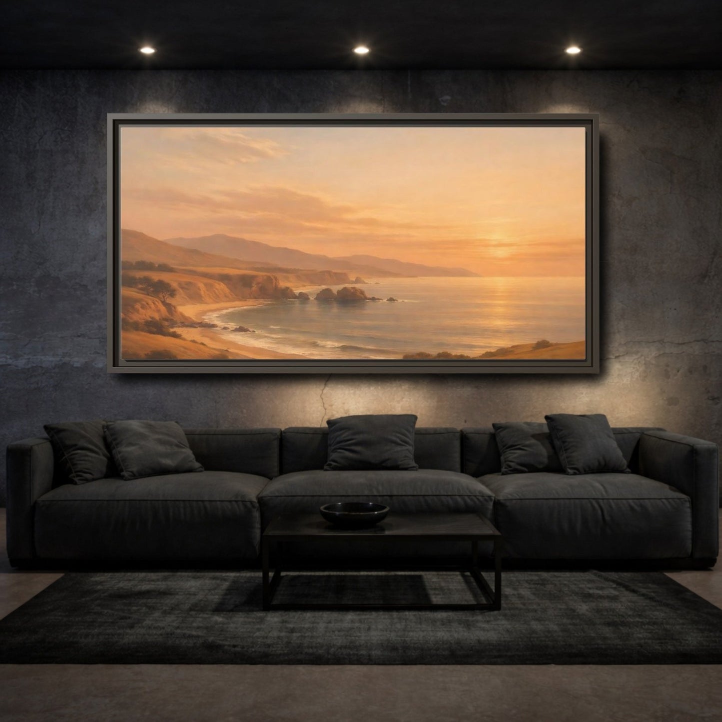 Landscape Nature Coastal Warm Sunset - Framed Canvas Wall Art Print - YesArtYes