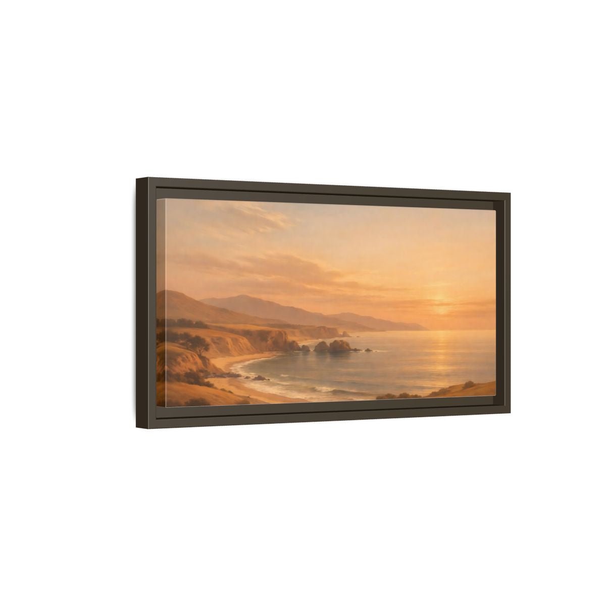 Landscape Nature Coastal Warm Sunset - Framed Canvas Wall Art Print - YesArtYes