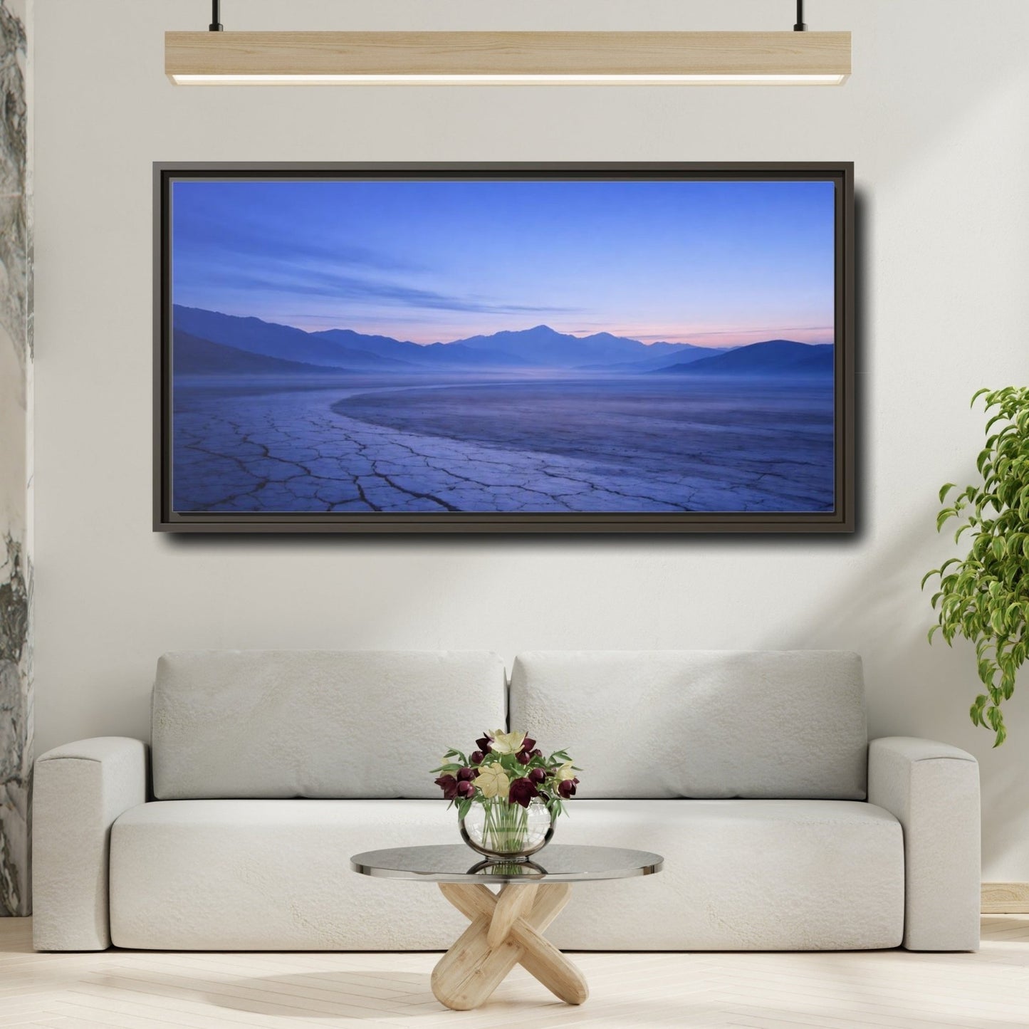 Landscape Nature Cracked Earth Blue - Framed Canvas Wall Art Print - YesArtYes