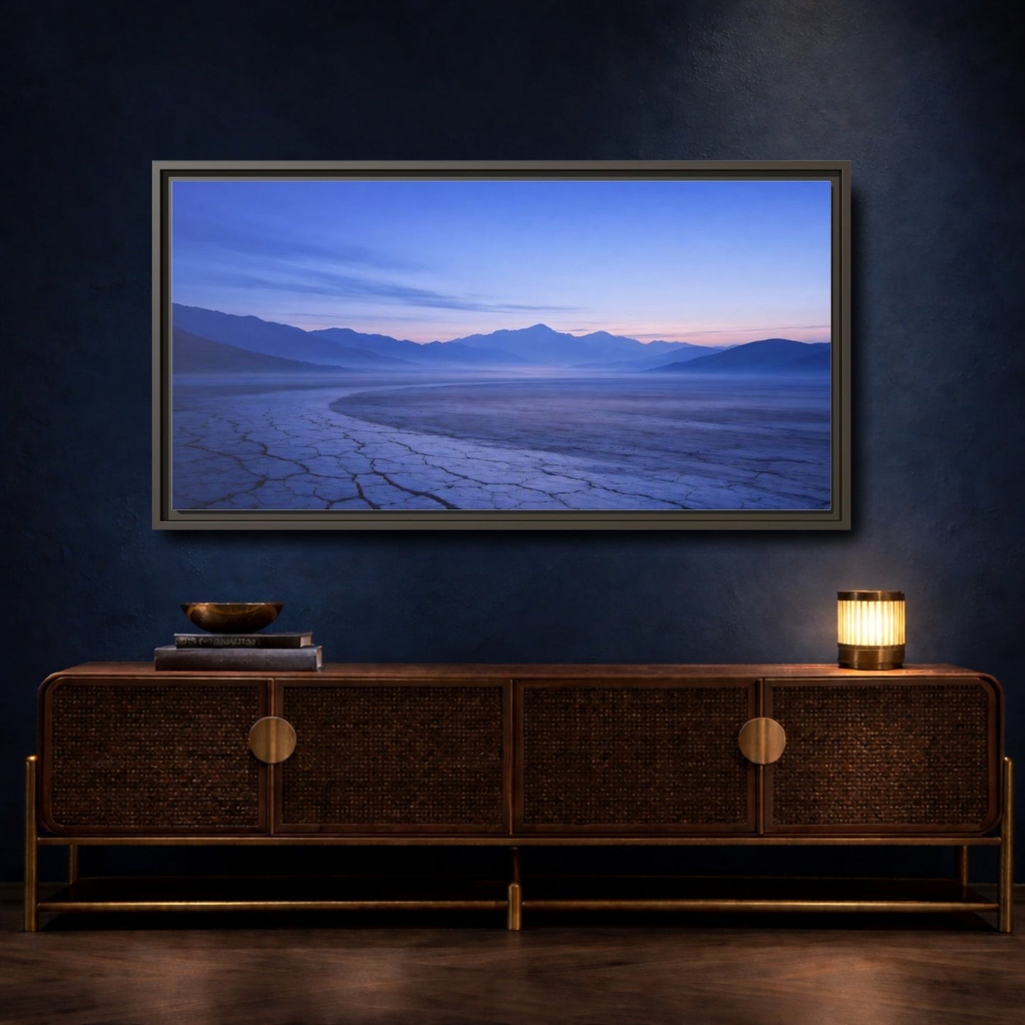 Landscape Nature Cracked Earth Blue - Framed Canvas Wall Art Print - YesArtYes