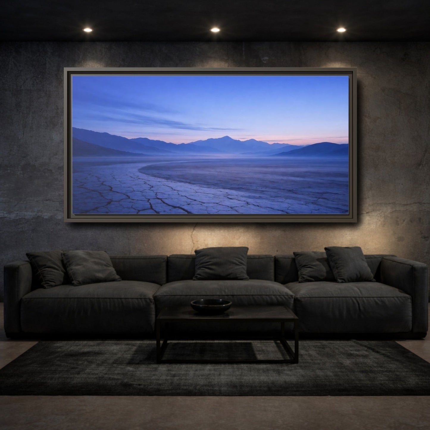 Landscape Nature Cracked Earth Blue - Framed Canvas Wall Art Print - YesArtYes