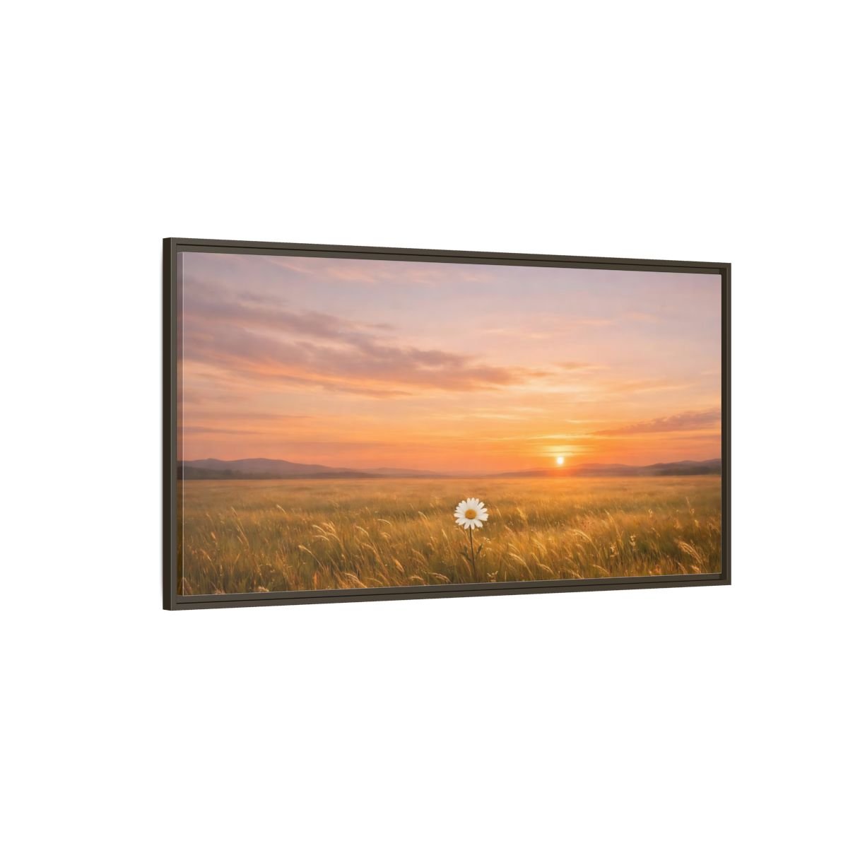 Landscape Nature Daisy Orange And Gold - Framed Canvas Wall Art Print - YesArtYes