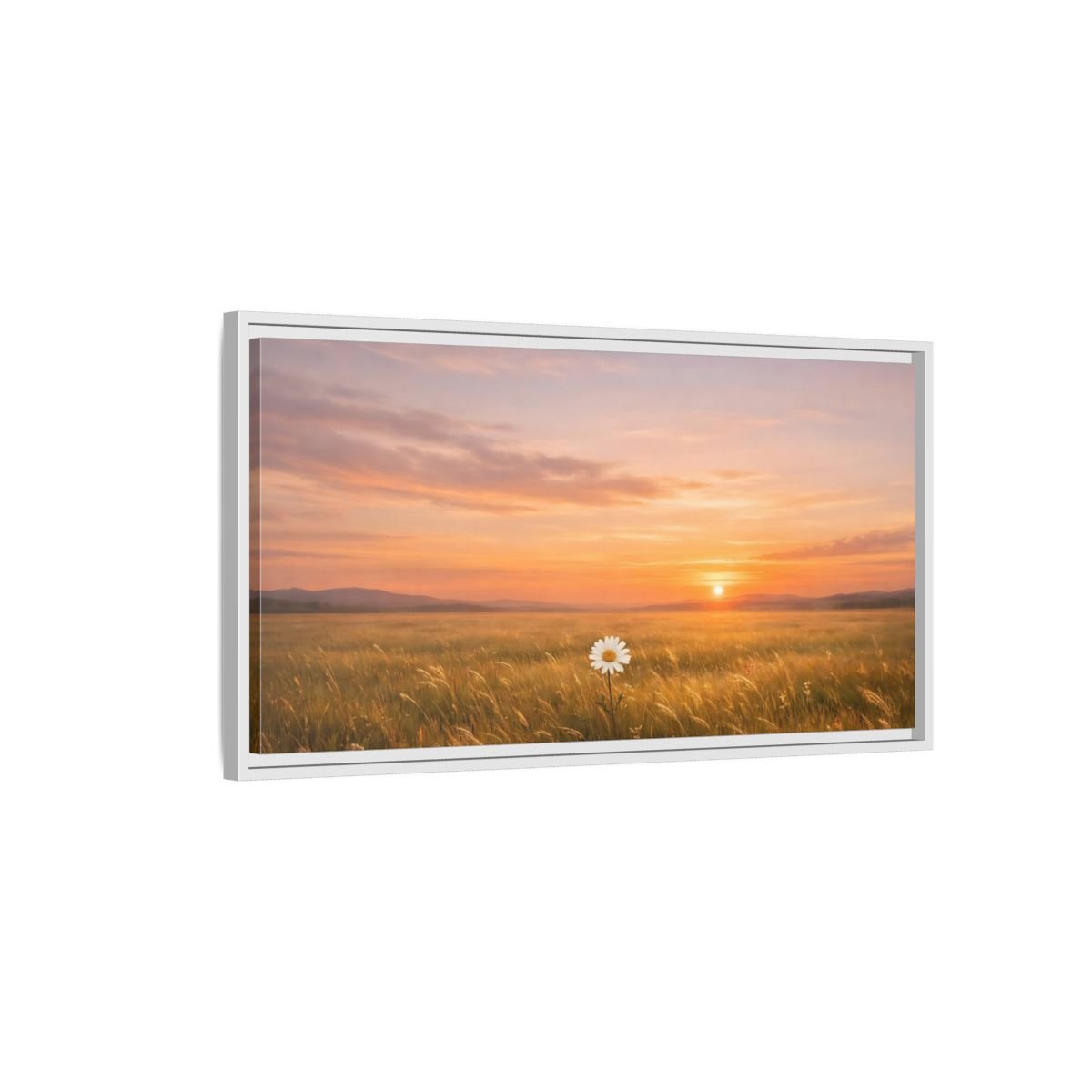 Landscape Nature Daisy Orange And Gold - Framed Canvas Wall Art Print - YesArtYes