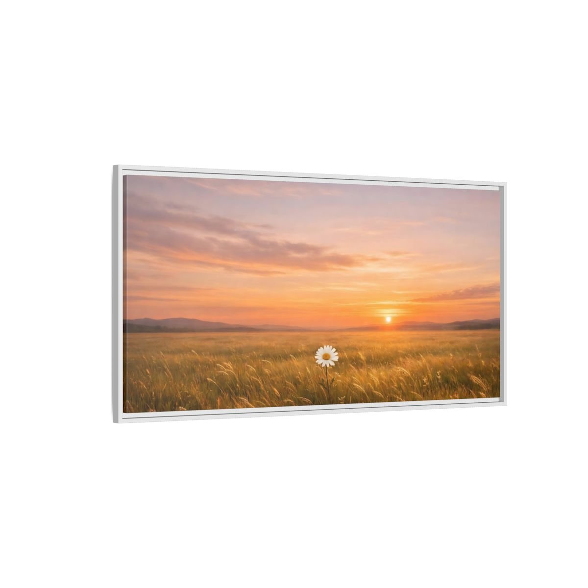 Landscape Nature Daisy Orange And Gold - Framed Canvas Wall Art Print - YesArtYes