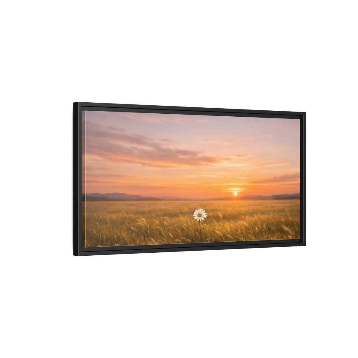 Landscape Nature Daisy Orange And Gold - Framed Canvas Wall Art Print - YesArtYes