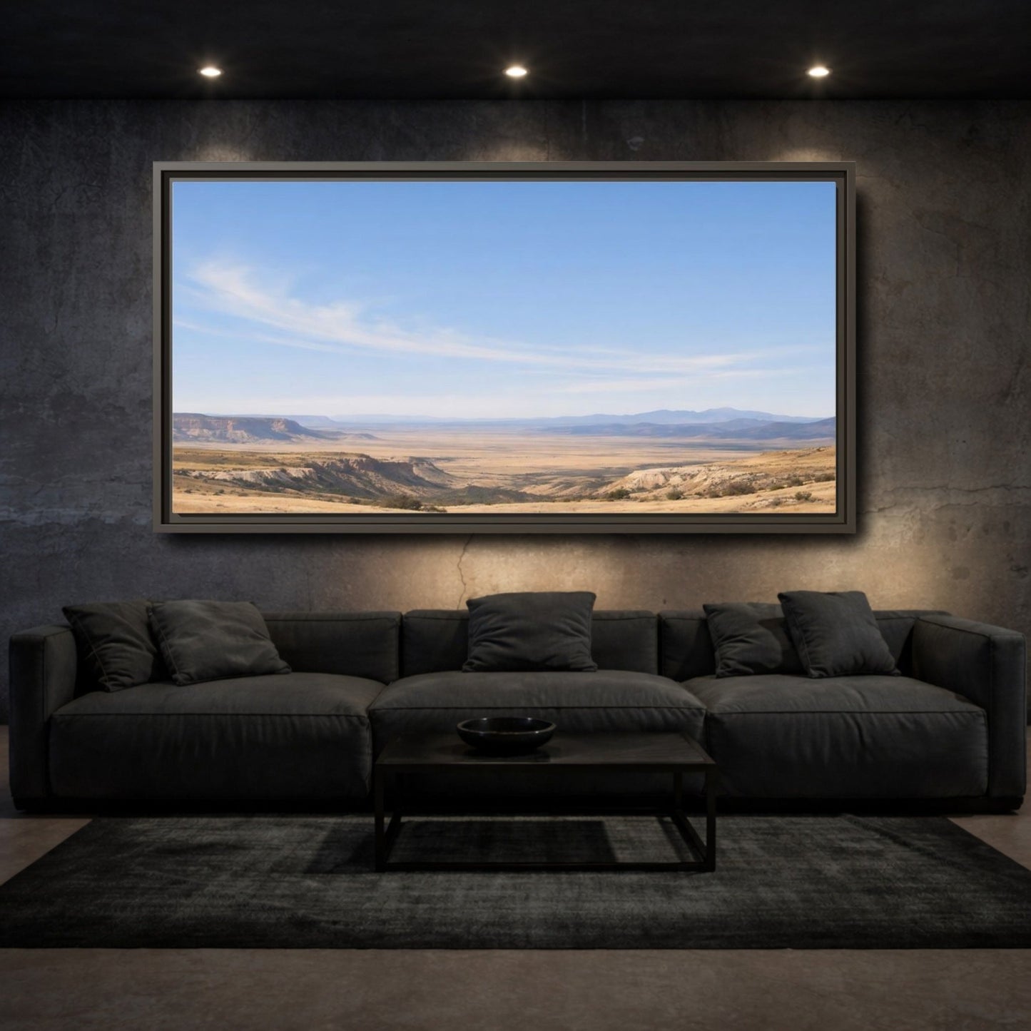 Landscape Nature Desert Blue - Framed Canvas Wall Art Print - YesArtYes