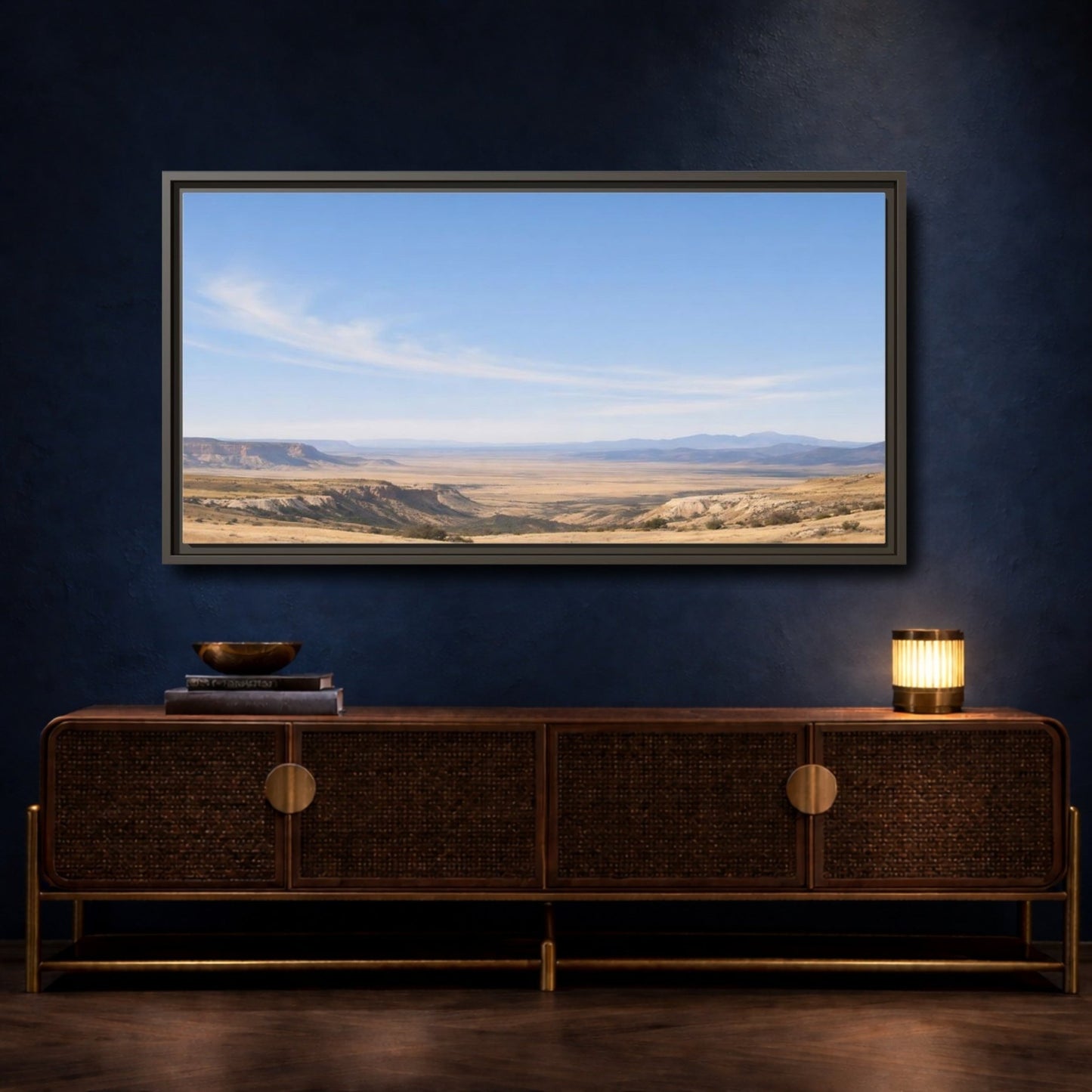 Landscape Nature Desert Blue - Framed Canvas Wall Art Print - YesArtYes