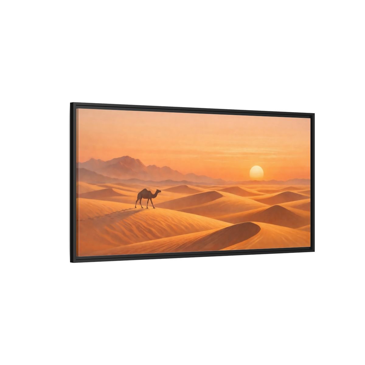 Landscape Nature Desert Camel Orange - Framed Canvas Wall Art Print - YesArtYes
