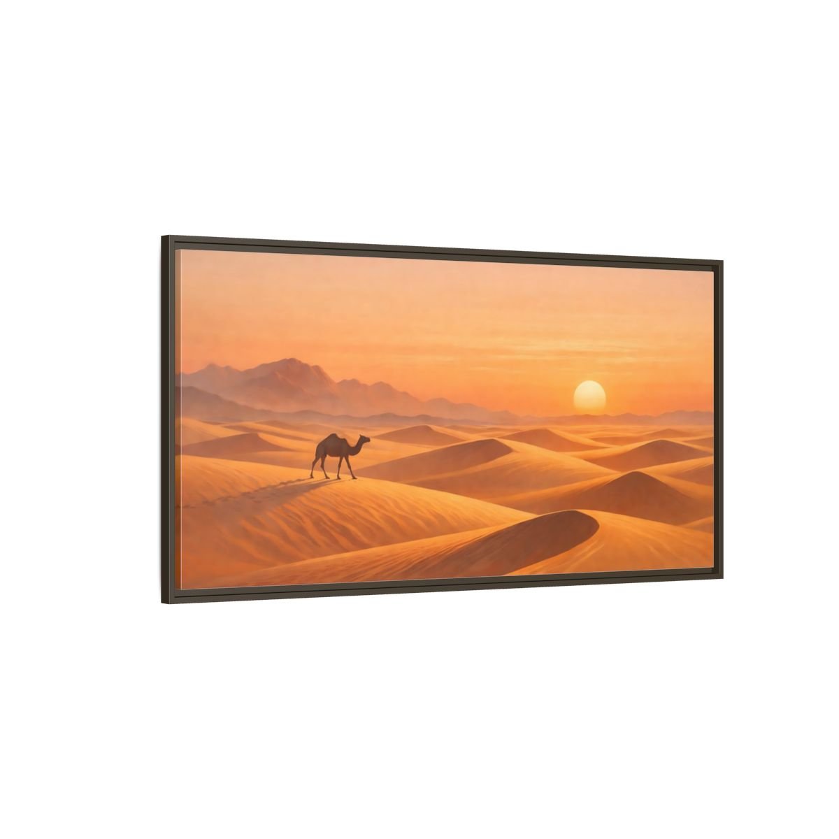 Landscape Nature Desert Camel Orange - Framed Canvas Wall Art Print - YesArtYes